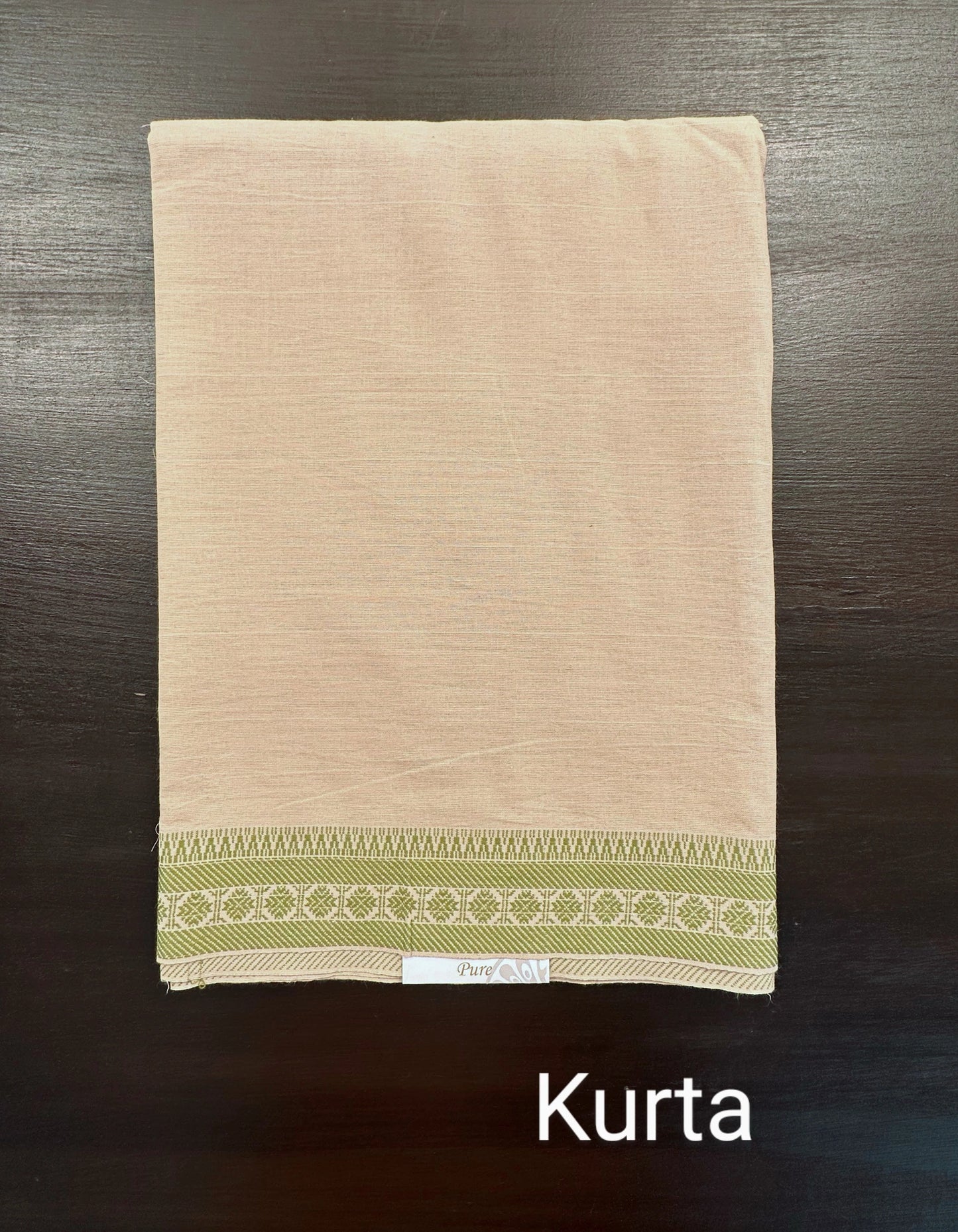Beige- Mehendi Green Mangalgiri Cotton Unstitched 3-Piece Suit