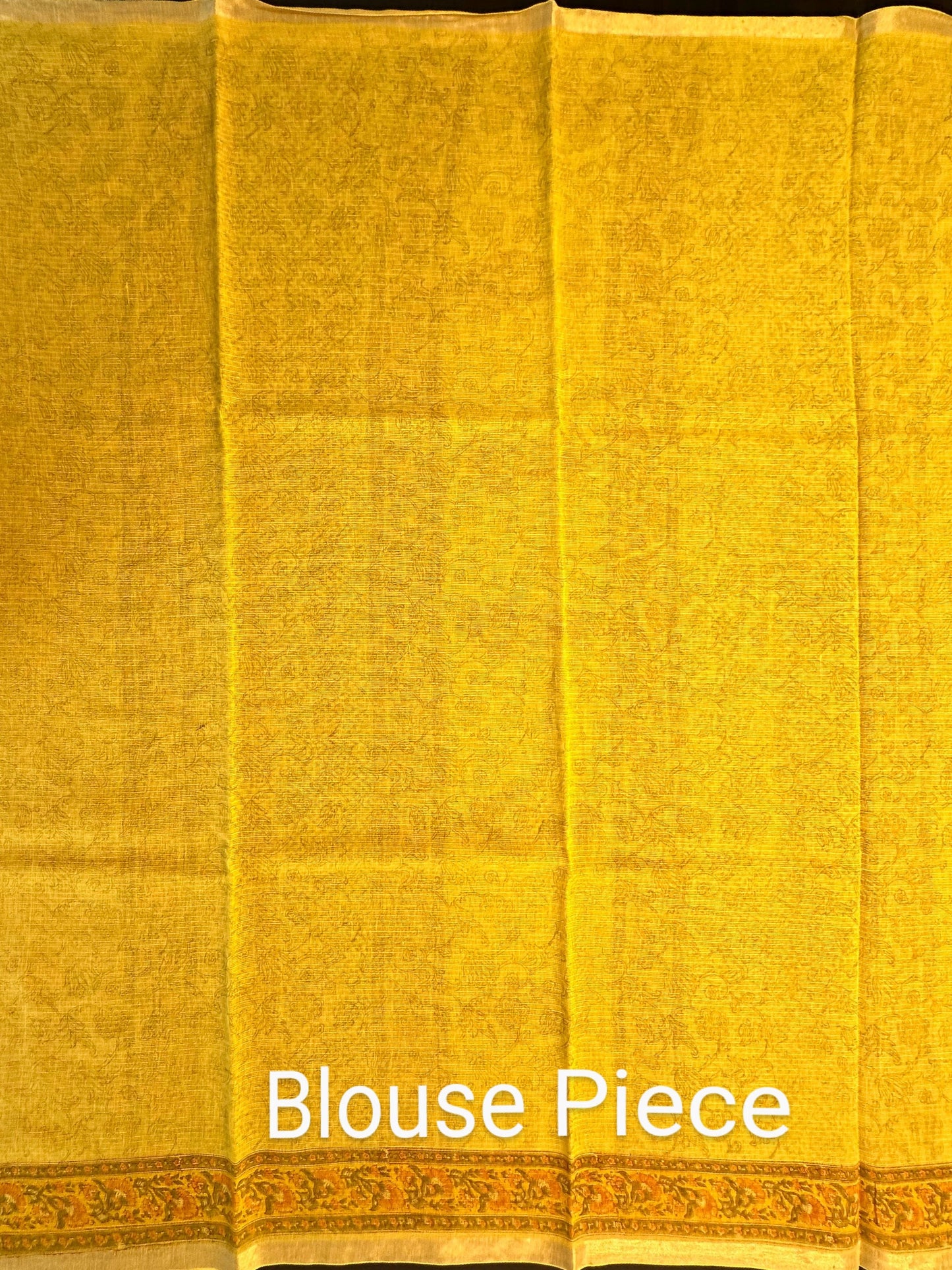 Yellow Block Print Kota Doria Cotton Saree