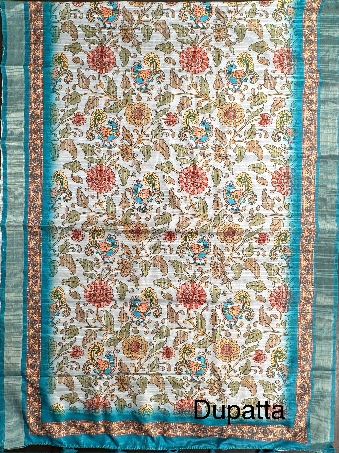 Green Fancy Cotton 3-Piece Suit