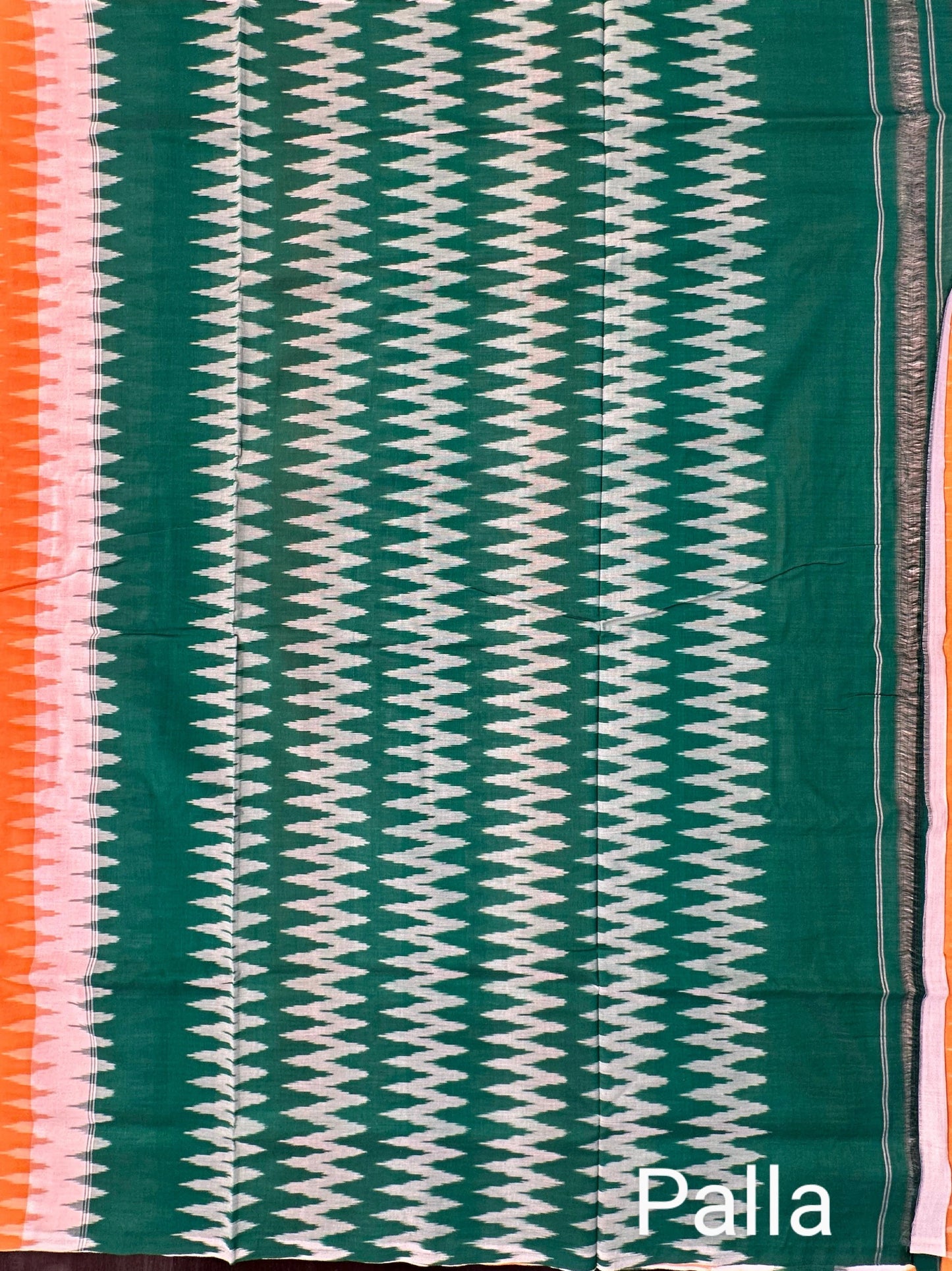 B.Green-Mustard Ikkat Cotton Saree