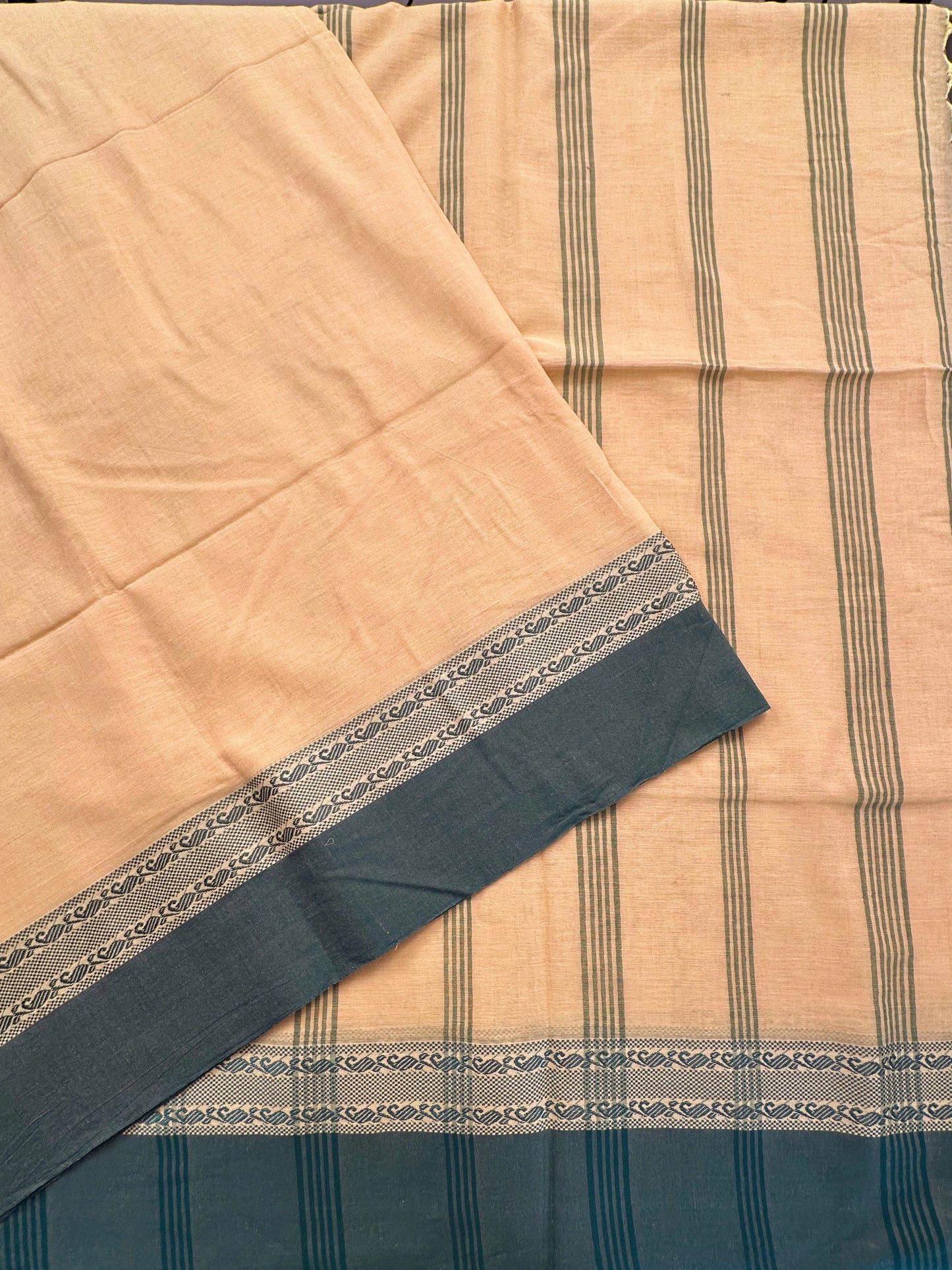 Yellow-Green Tripura Cotton Saree