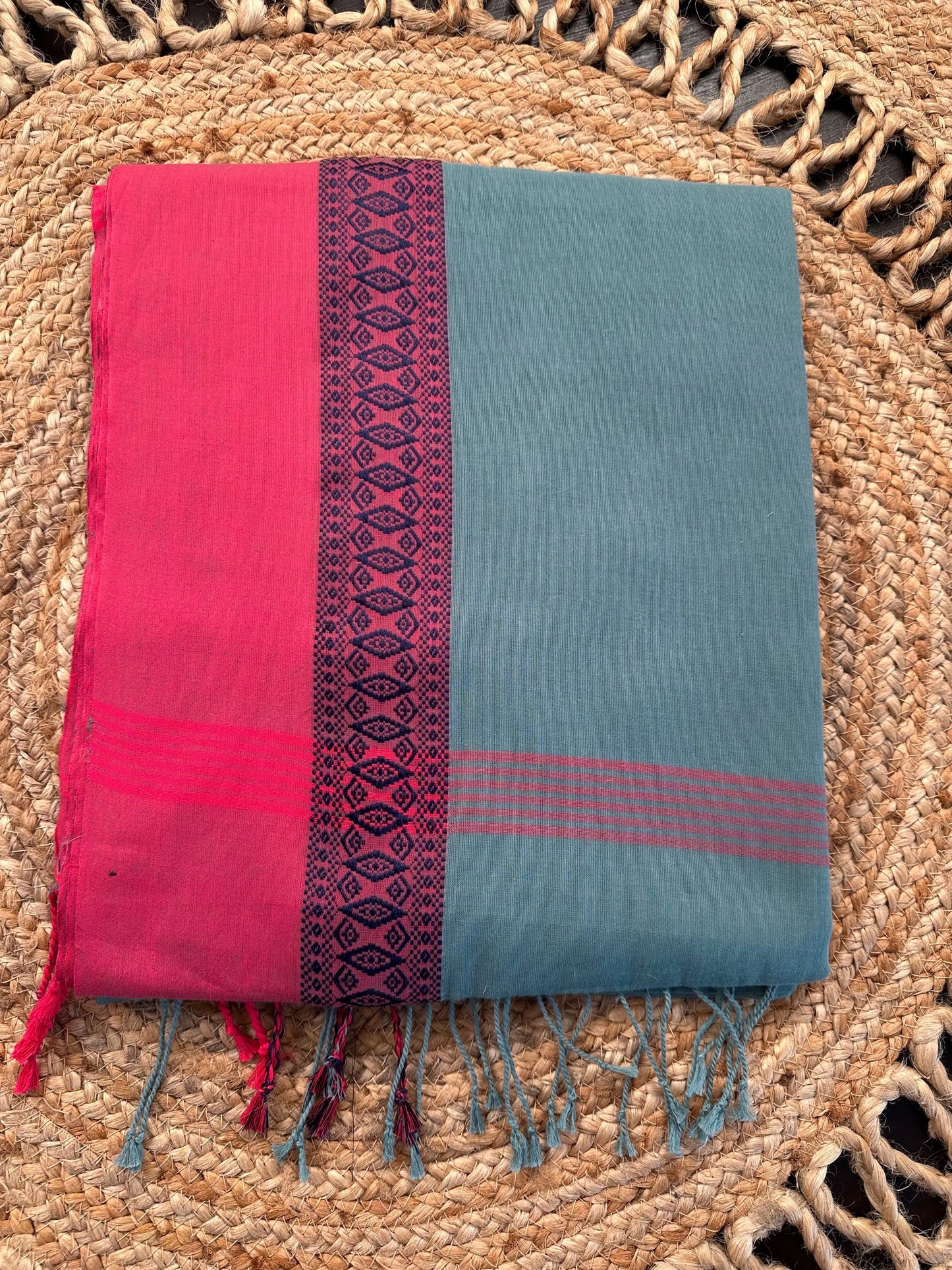 Jade Ivy-Pink Tripura Cotton Saree
