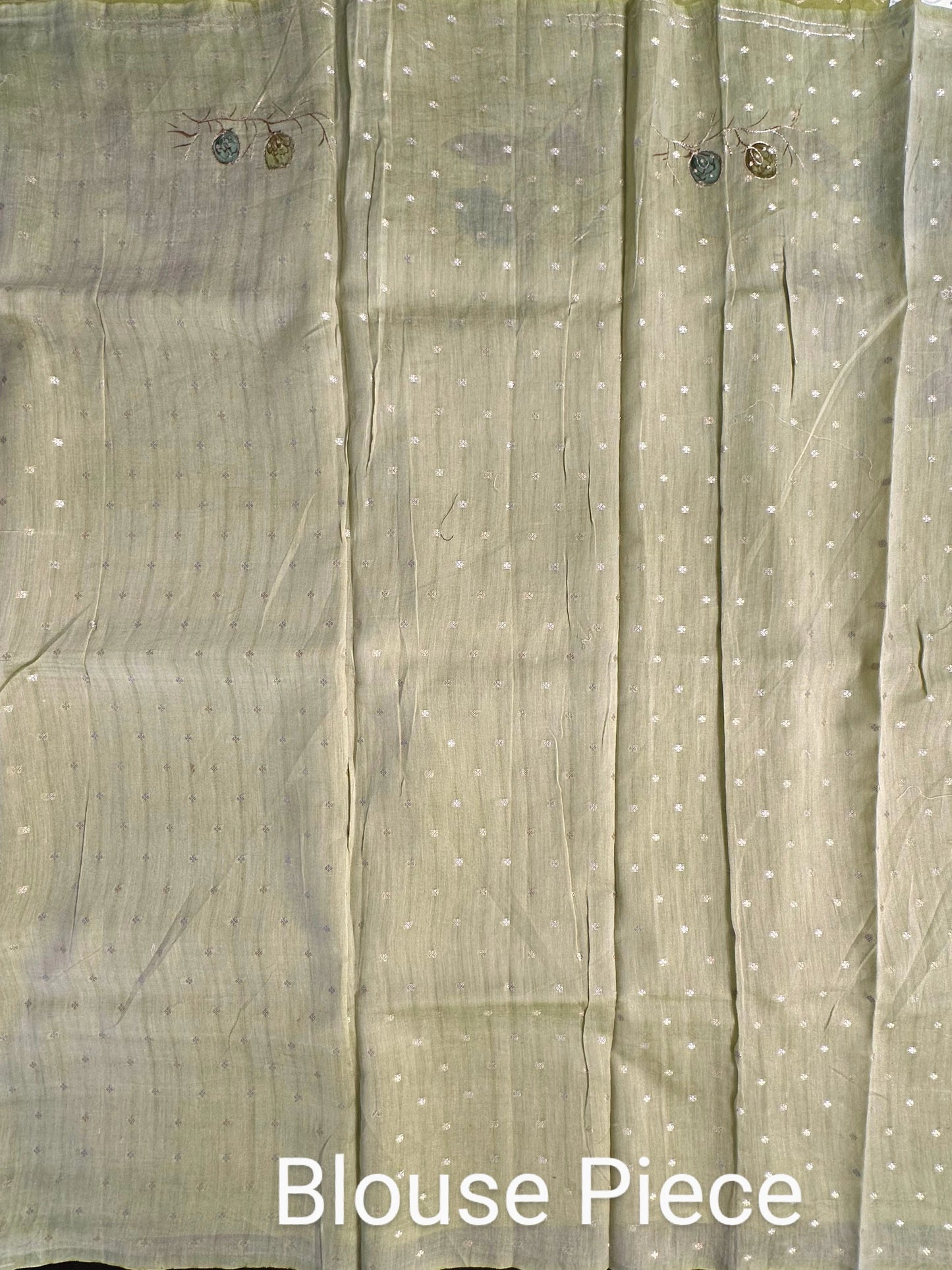 Green Floral Print Organza Saree