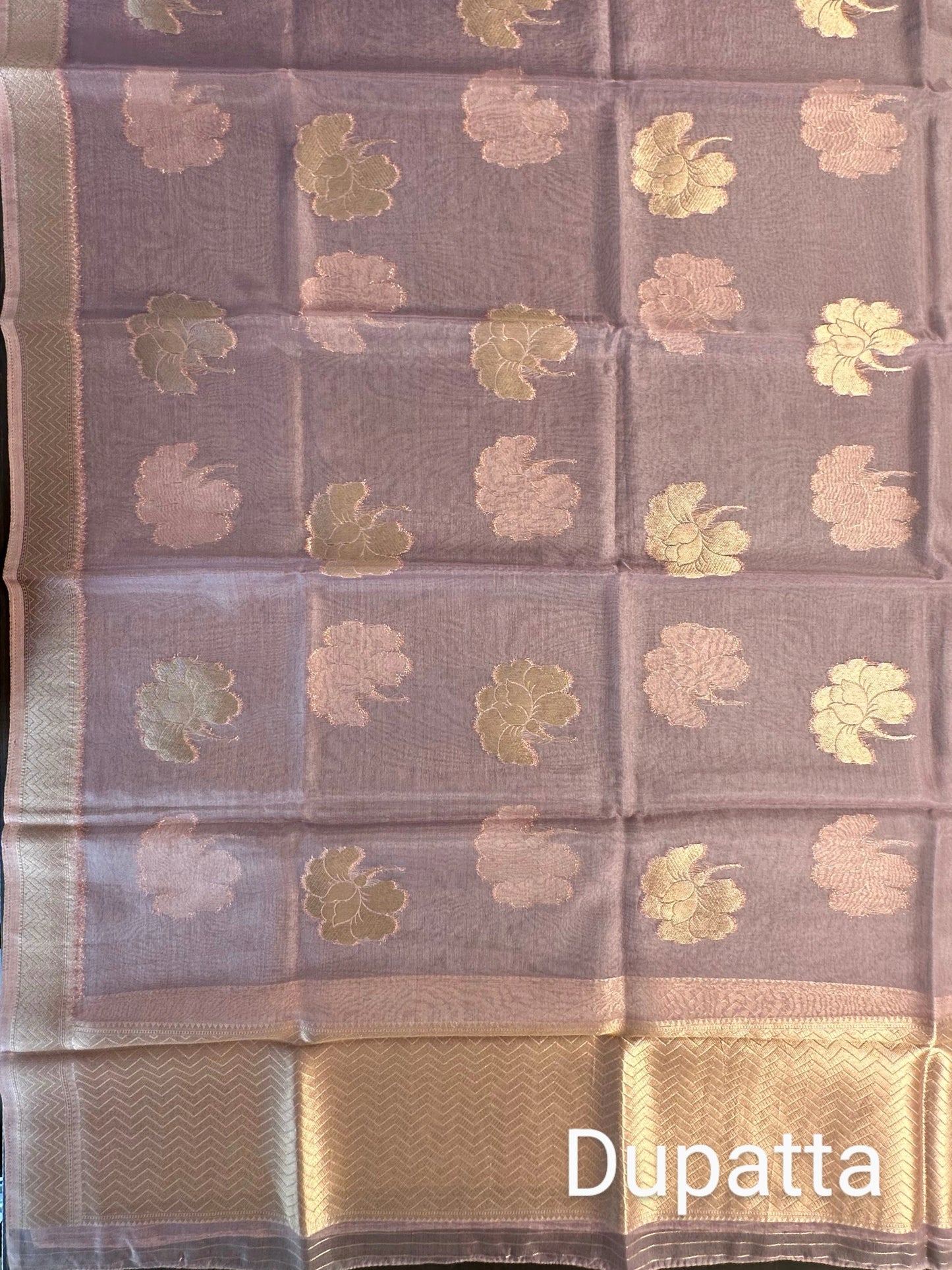 Banarasi Brocade Woven Unstitched Suit Fabric With Organza Dupatta