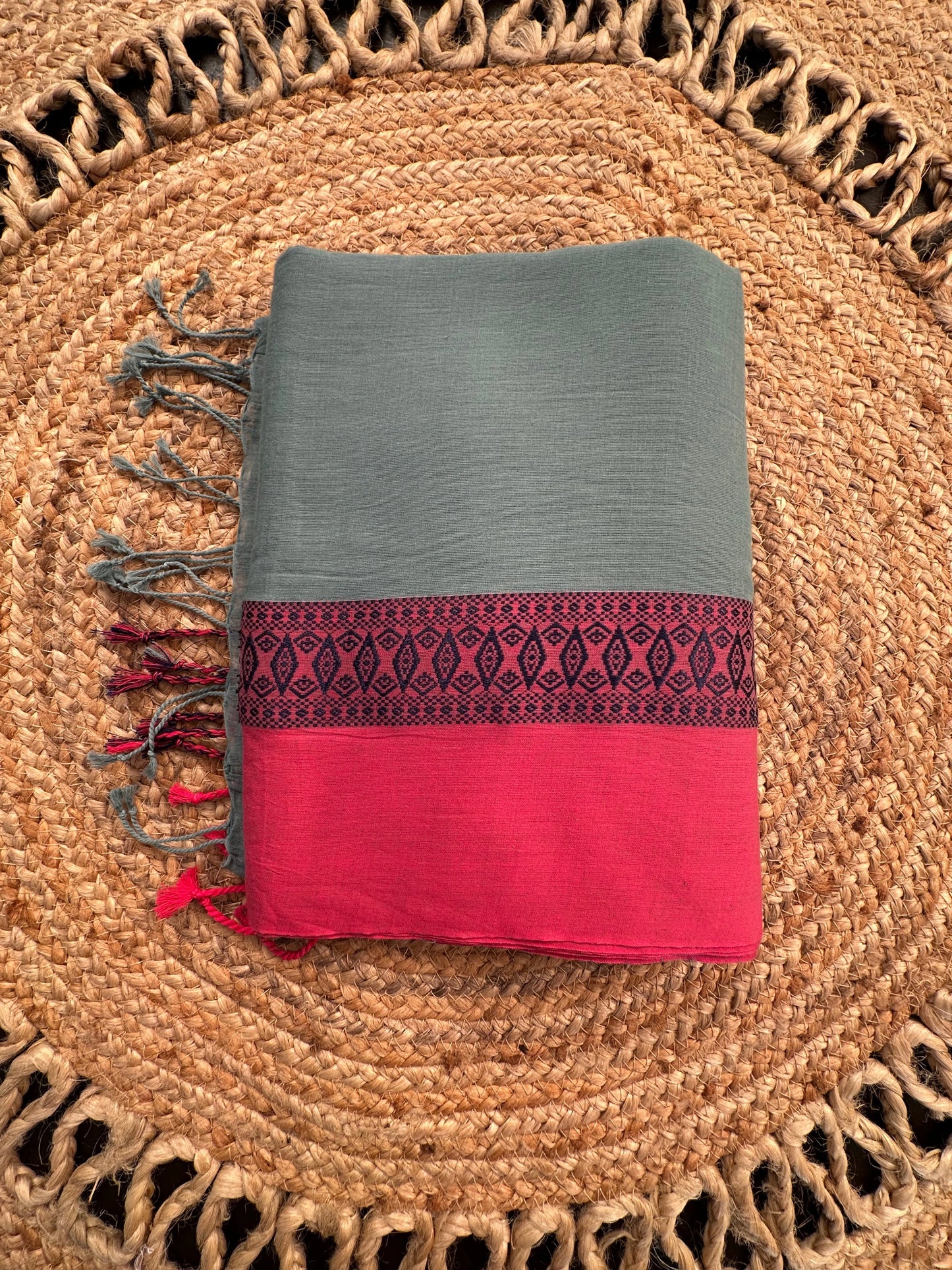 Jade Ivy-Pink Tripura Cotton Saree