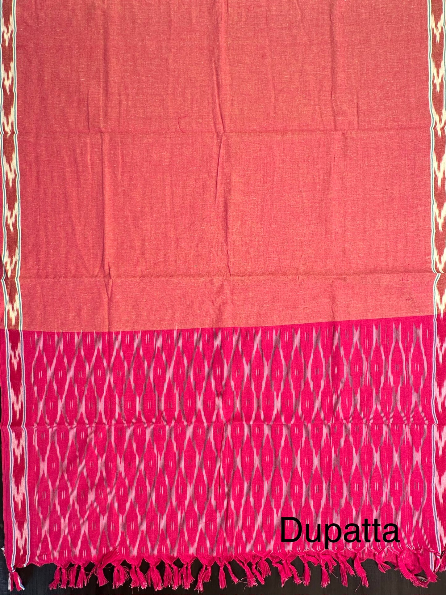 Rani Pink Ikkat Cotton Unstitched 3-Piece Suit