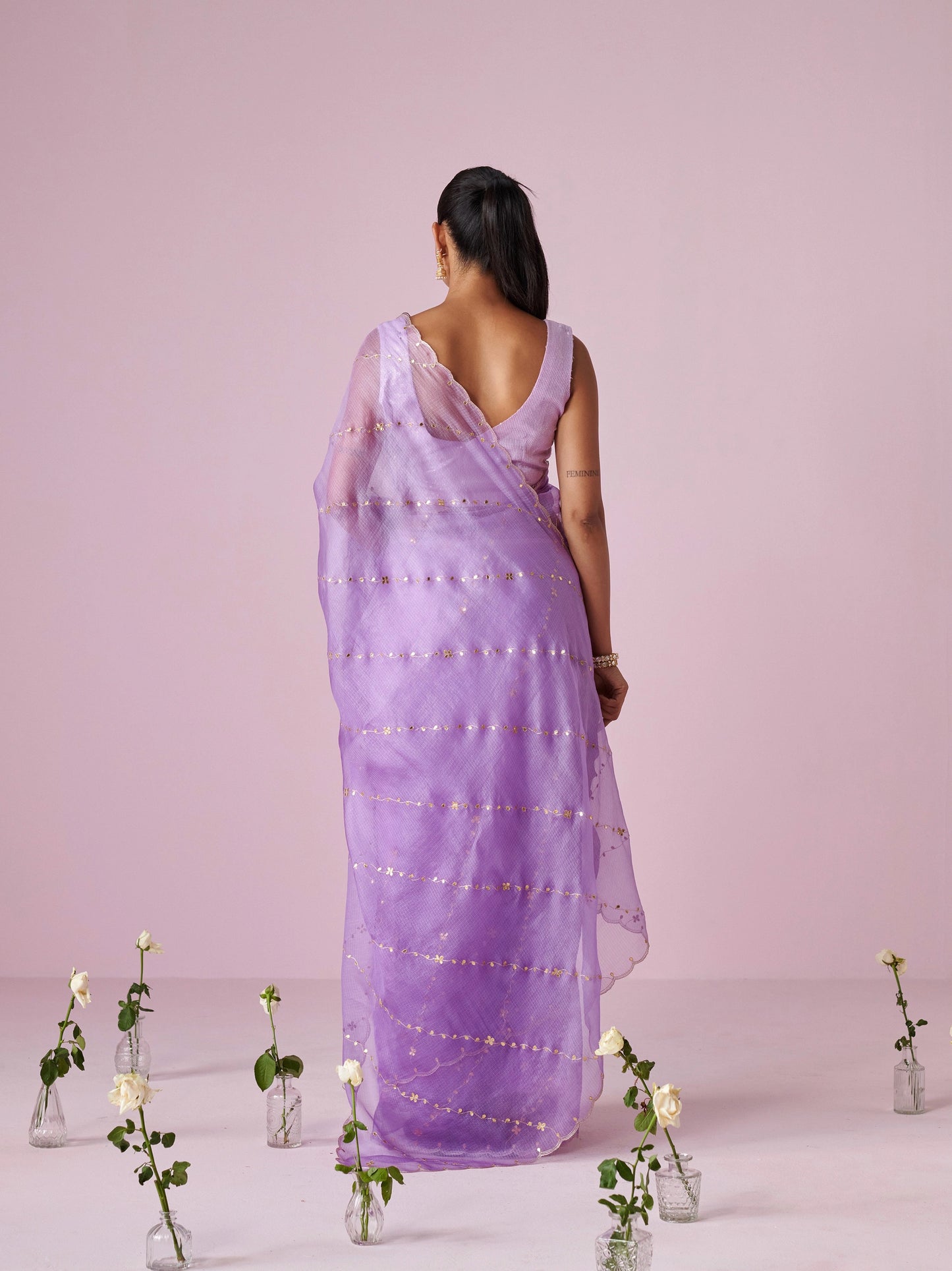 Kota Doria Pure Silk Saree With Gota Patti Work