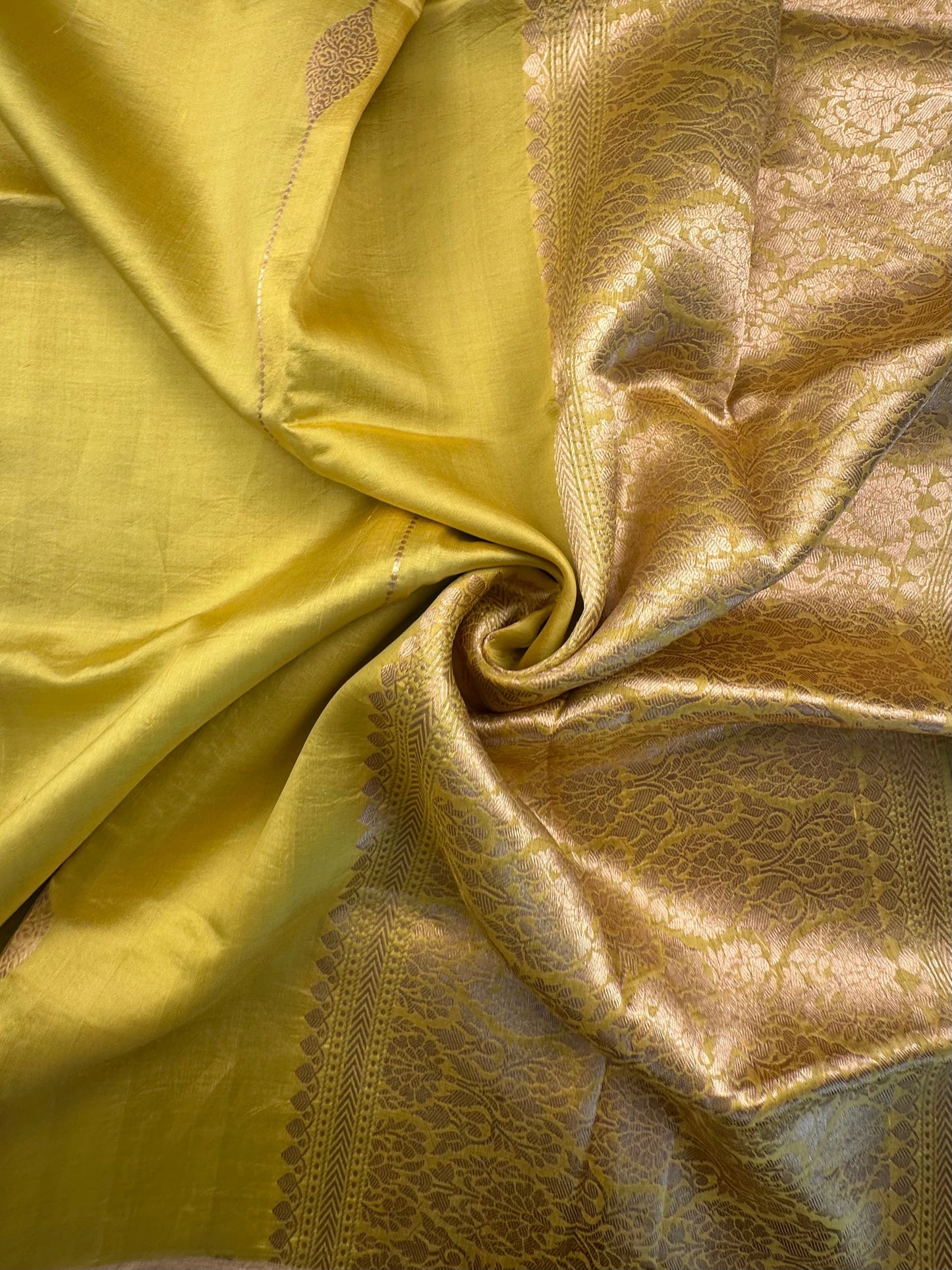 Olive Green-Green-Blue Vedika Banarasi Pure Silk Saree