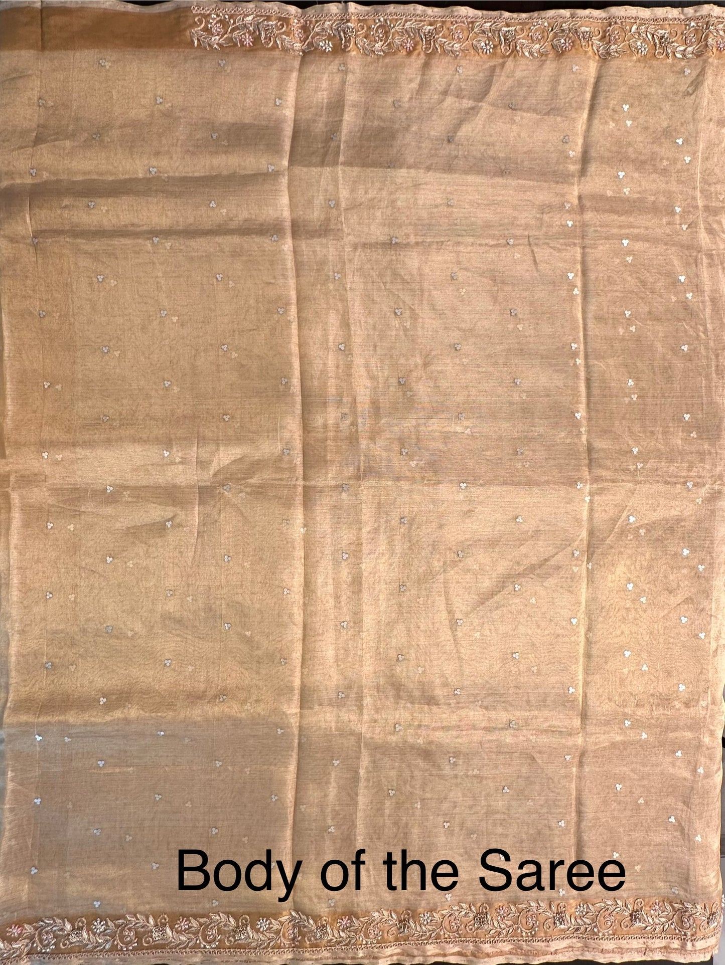 Golden Tissue Silk Saree With Zardozi Work