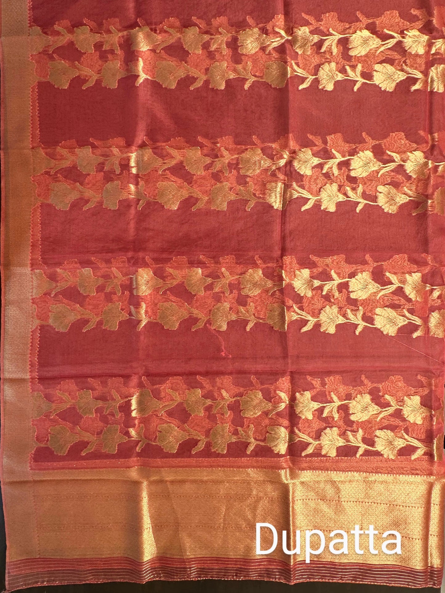 Banarasi Brocade Woven Unstitched Suit Fabric With Organza Dupatta