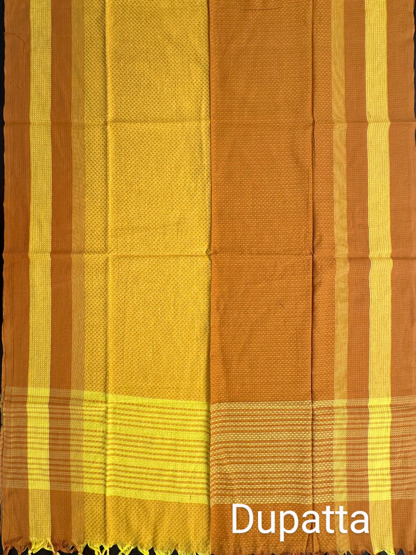 Mustard Checkered Handloom Cotton Suit
