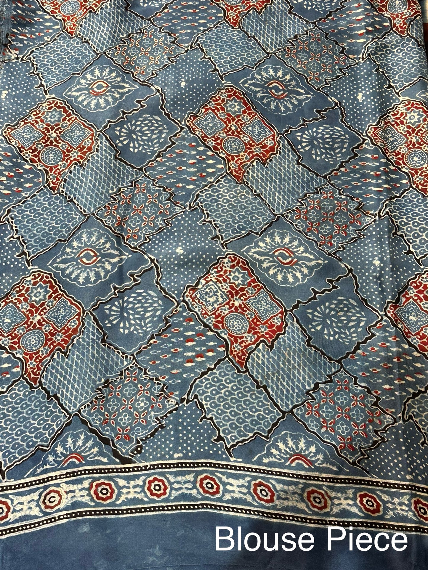 Black Indigo-Blue Ajrakh Blended Modal Saree