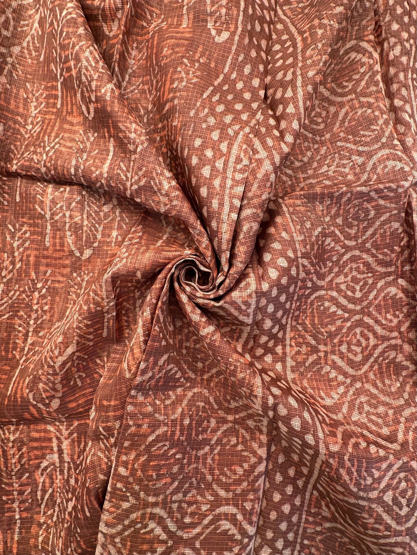 Brown Kota Doria Cotton-Silk Saree