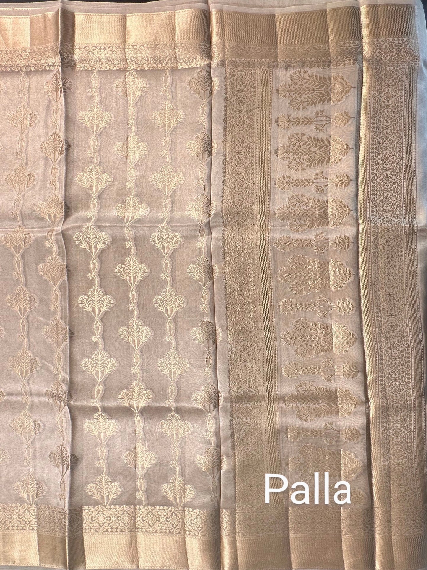 Light Golden Tissue Silk Saree