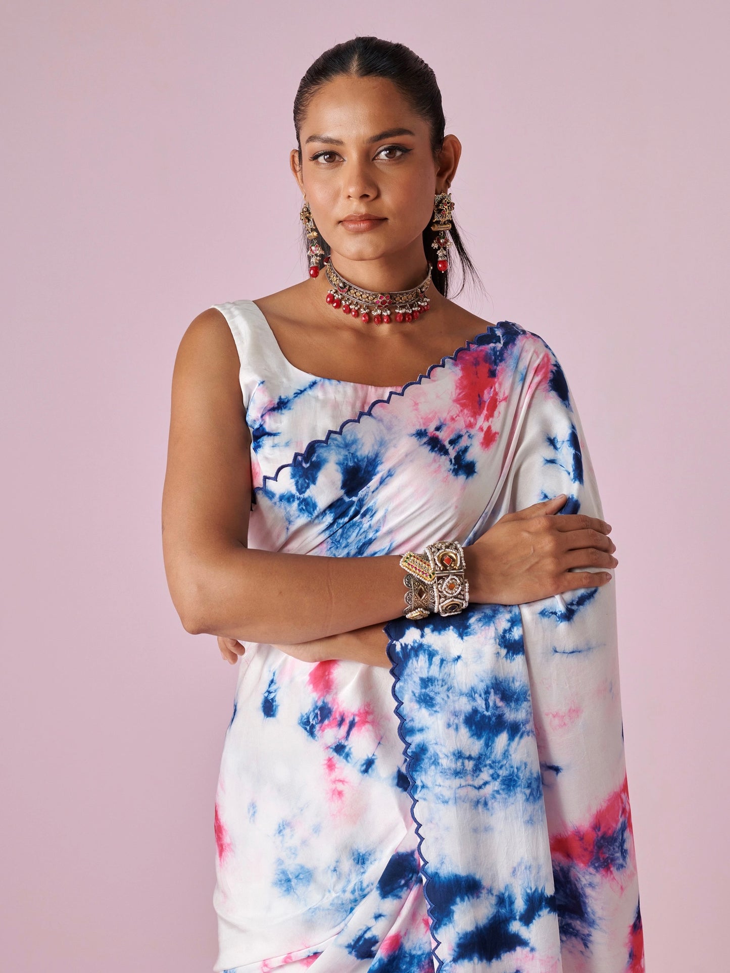 Abstract Satin Saree