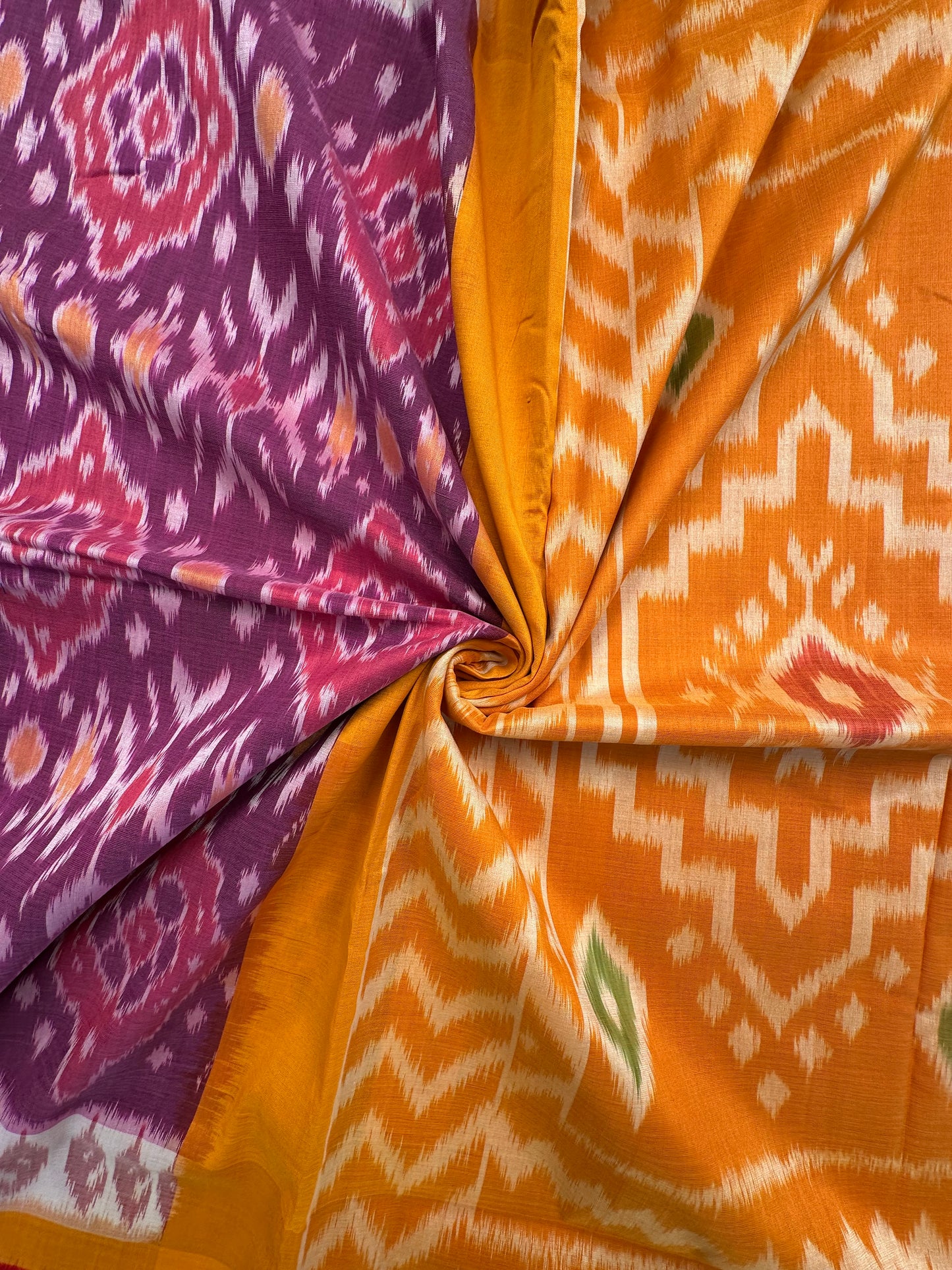 Purple-Mustard Ikkat Cotton Saree