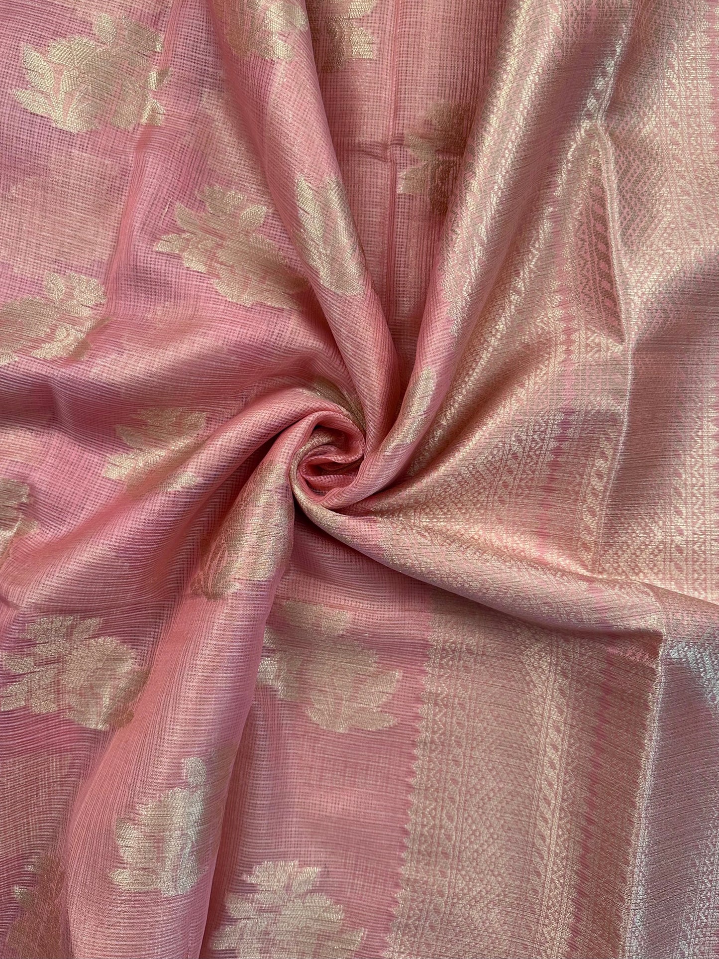Pink Arvita Kota Doria Fancy Cotton Saree