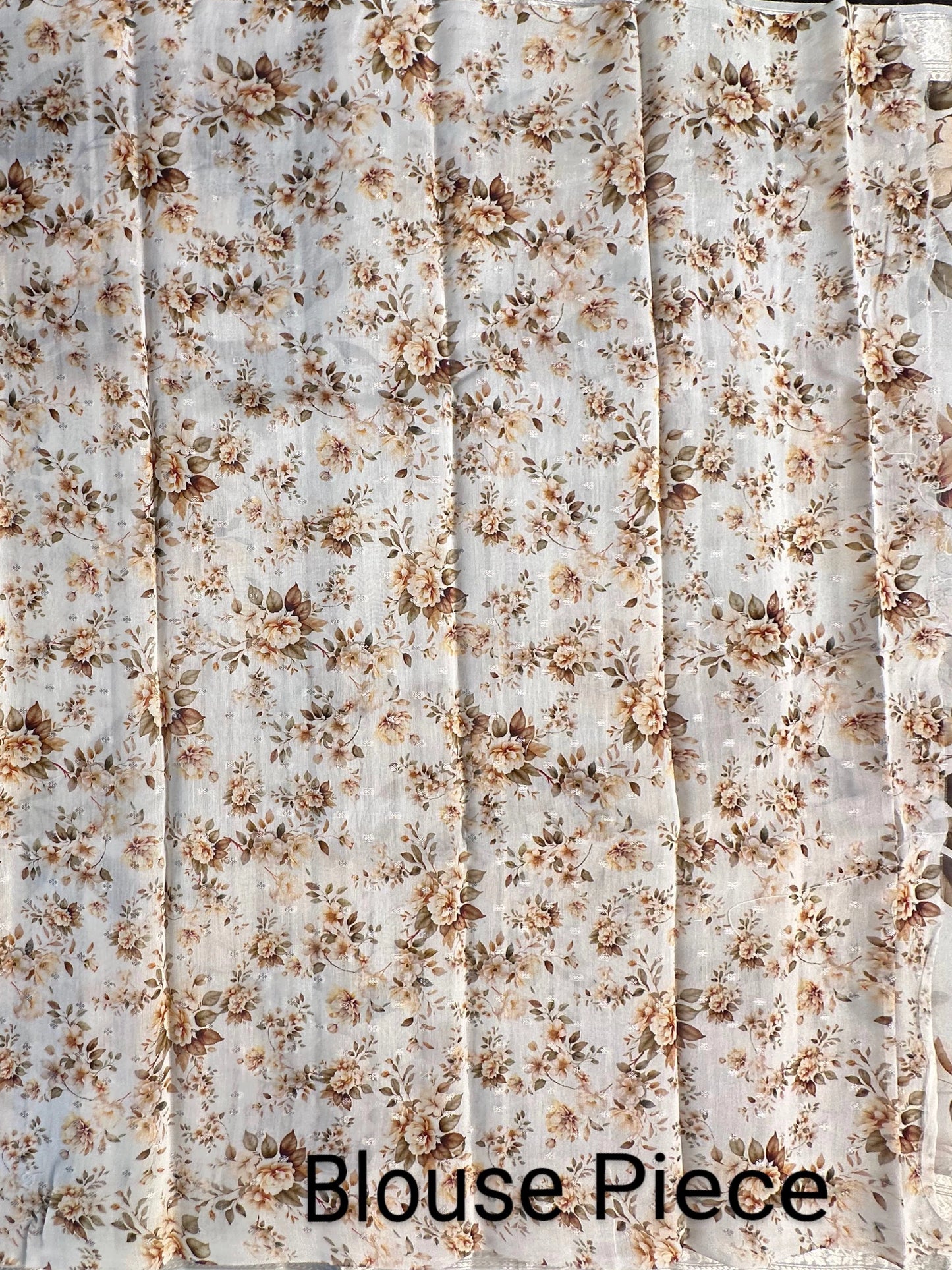 Off white Floral Print Organza Silk Saree