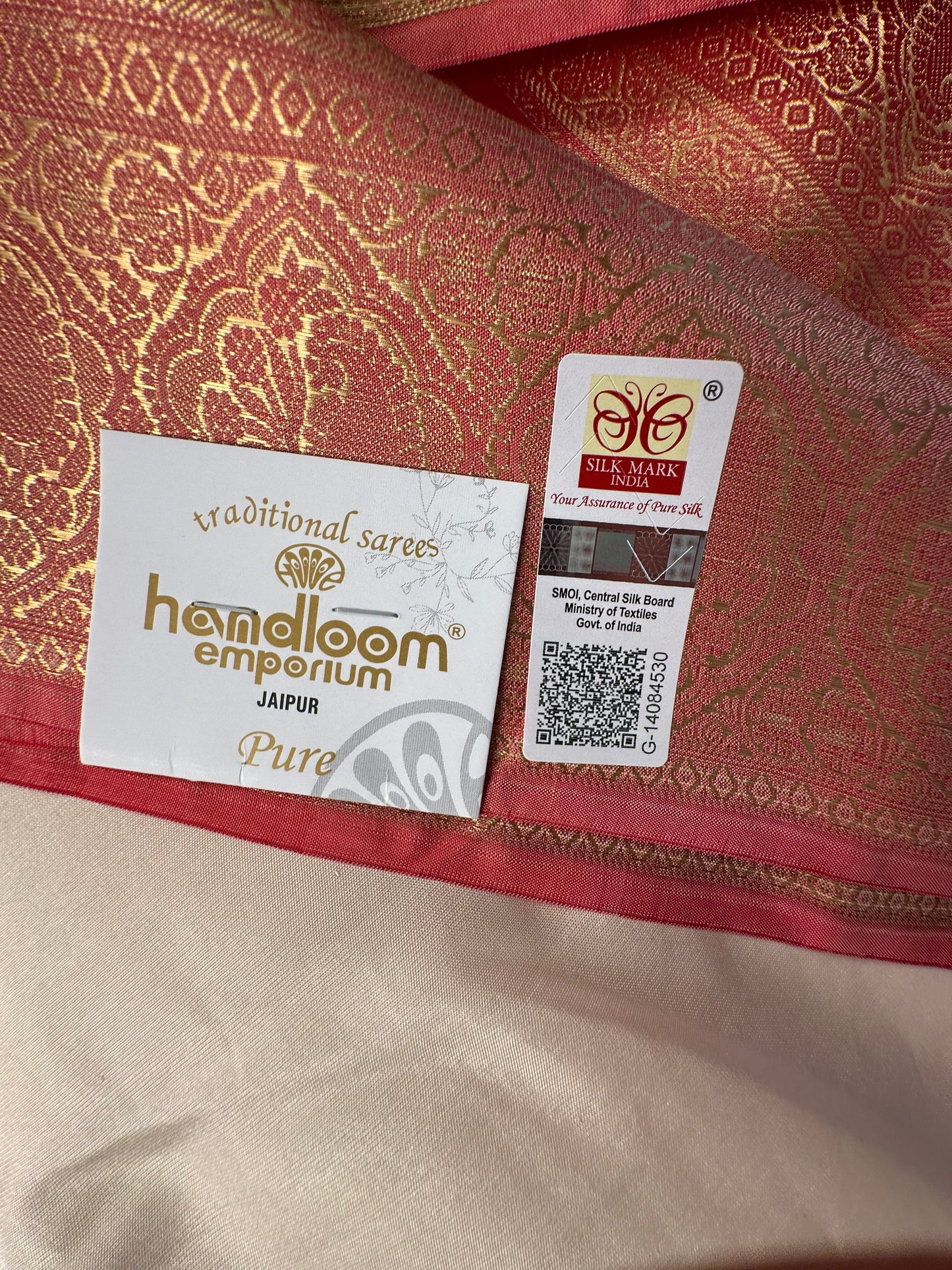 Cream Pondicherry Handloom Pure Silk Saree