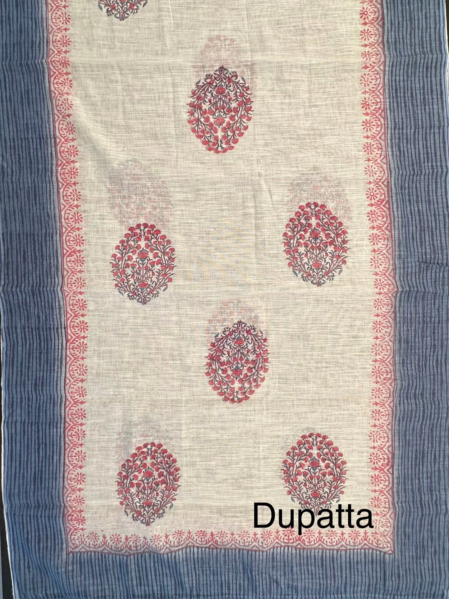 Blue Jute Cotton 3-Piece Suit