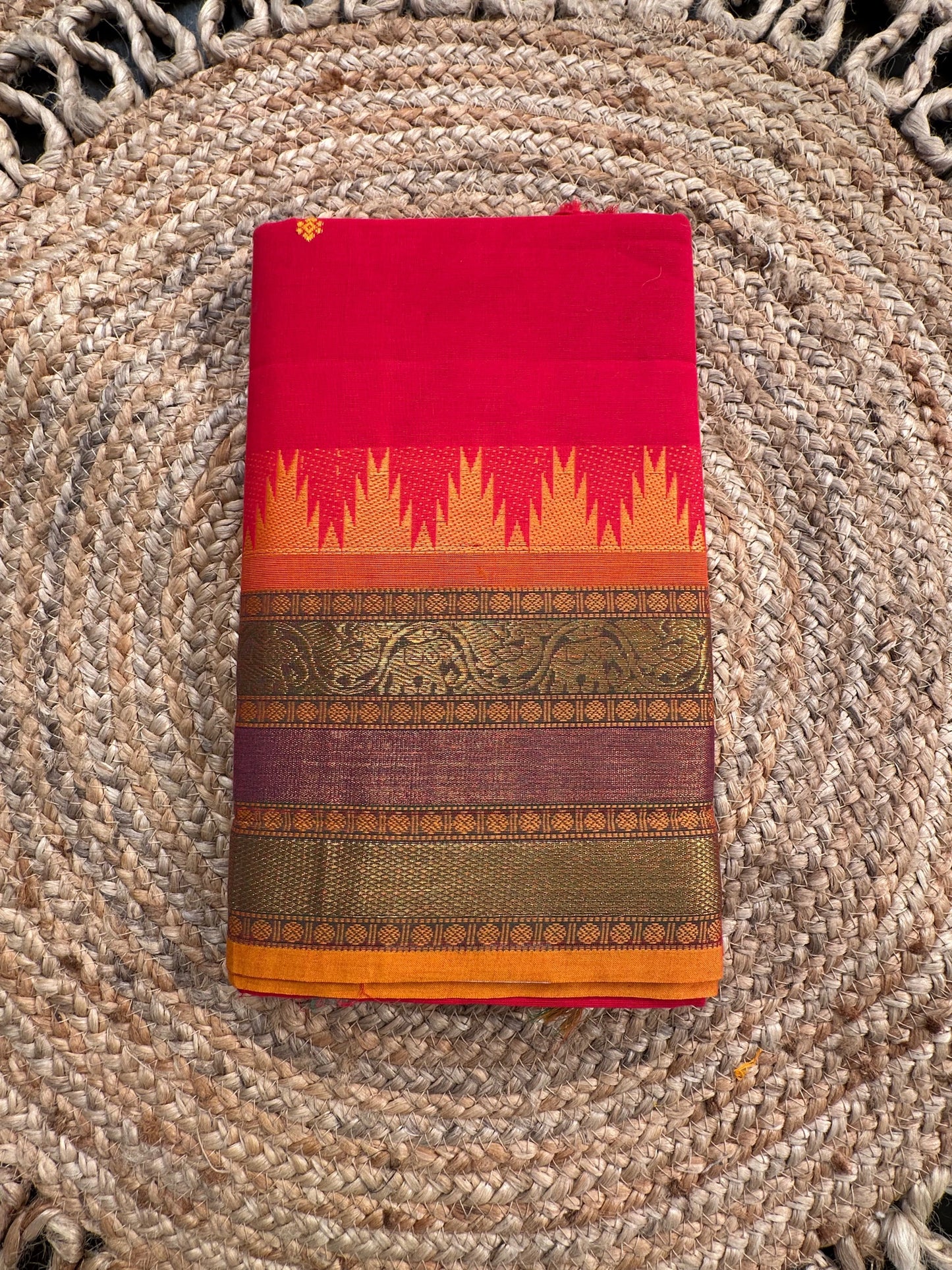 Red Narayanpet Cotton Saree