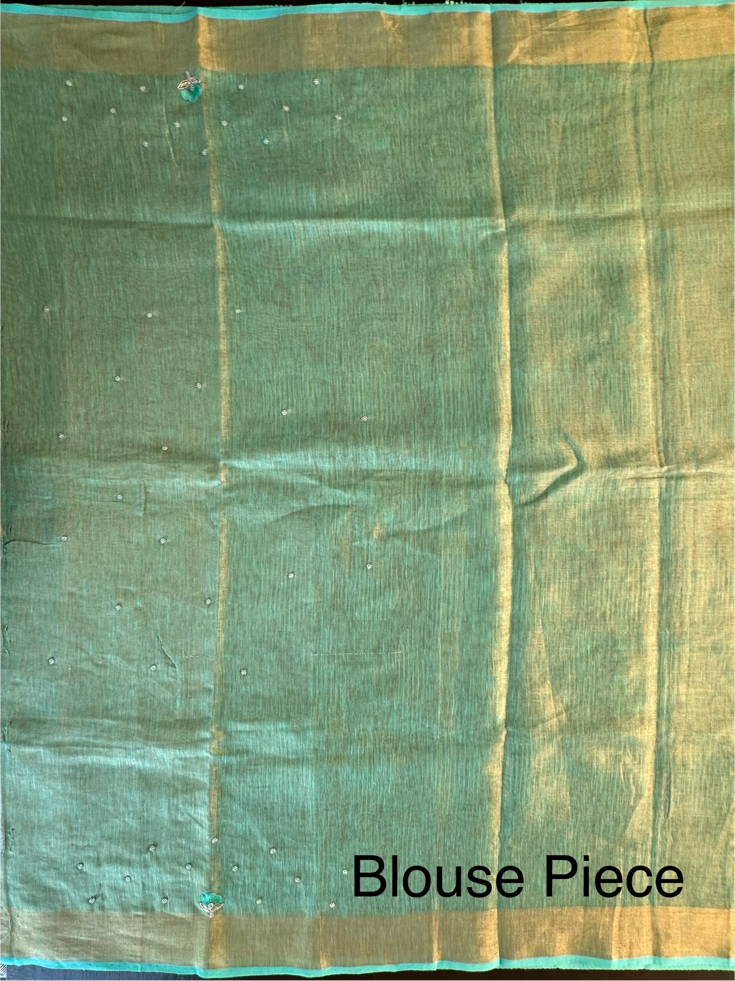 Sea Green Fancy Linen Tissue Saree with Handwork