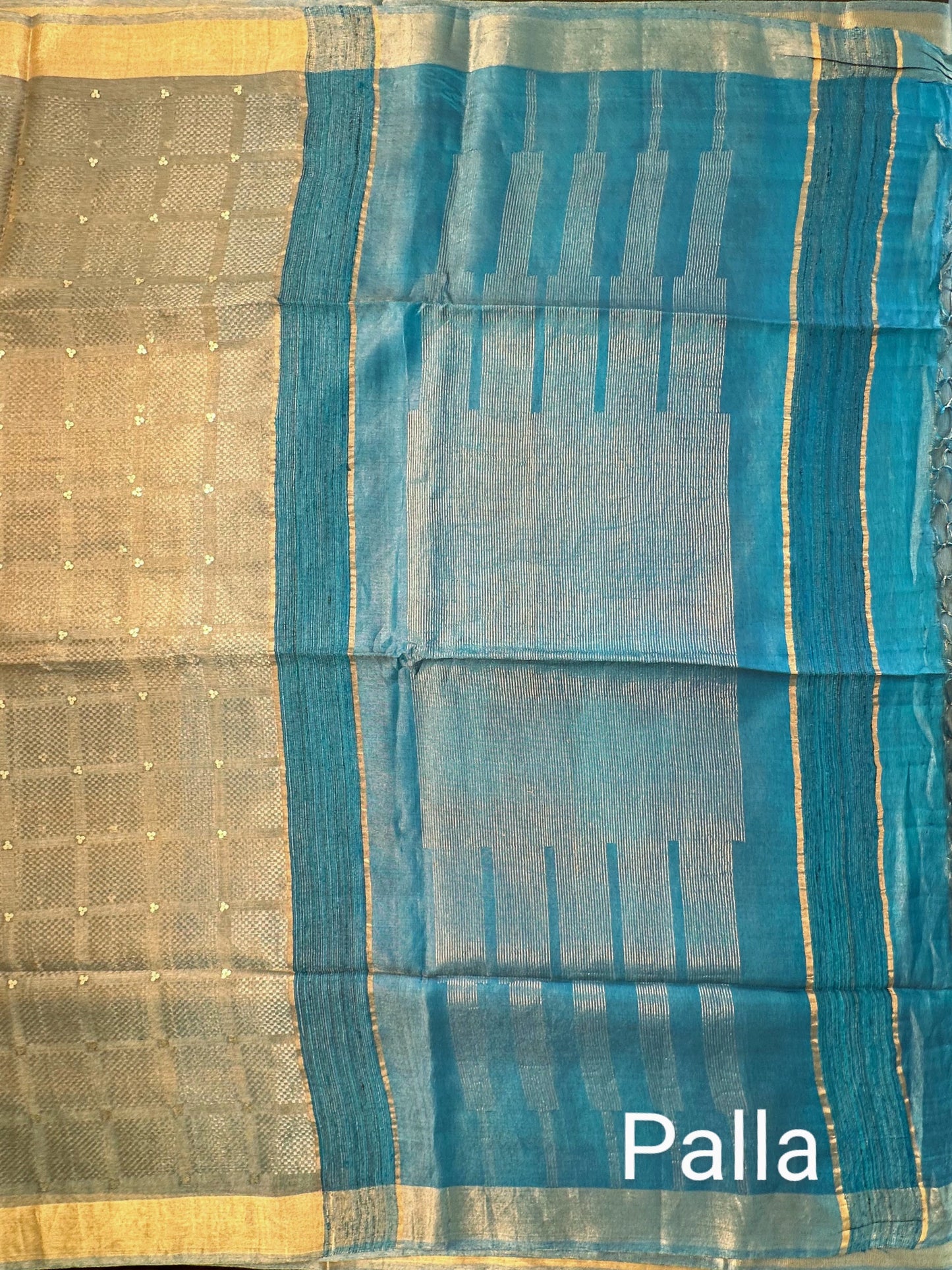 Sea Green Emboss Tissue Silk Saree
