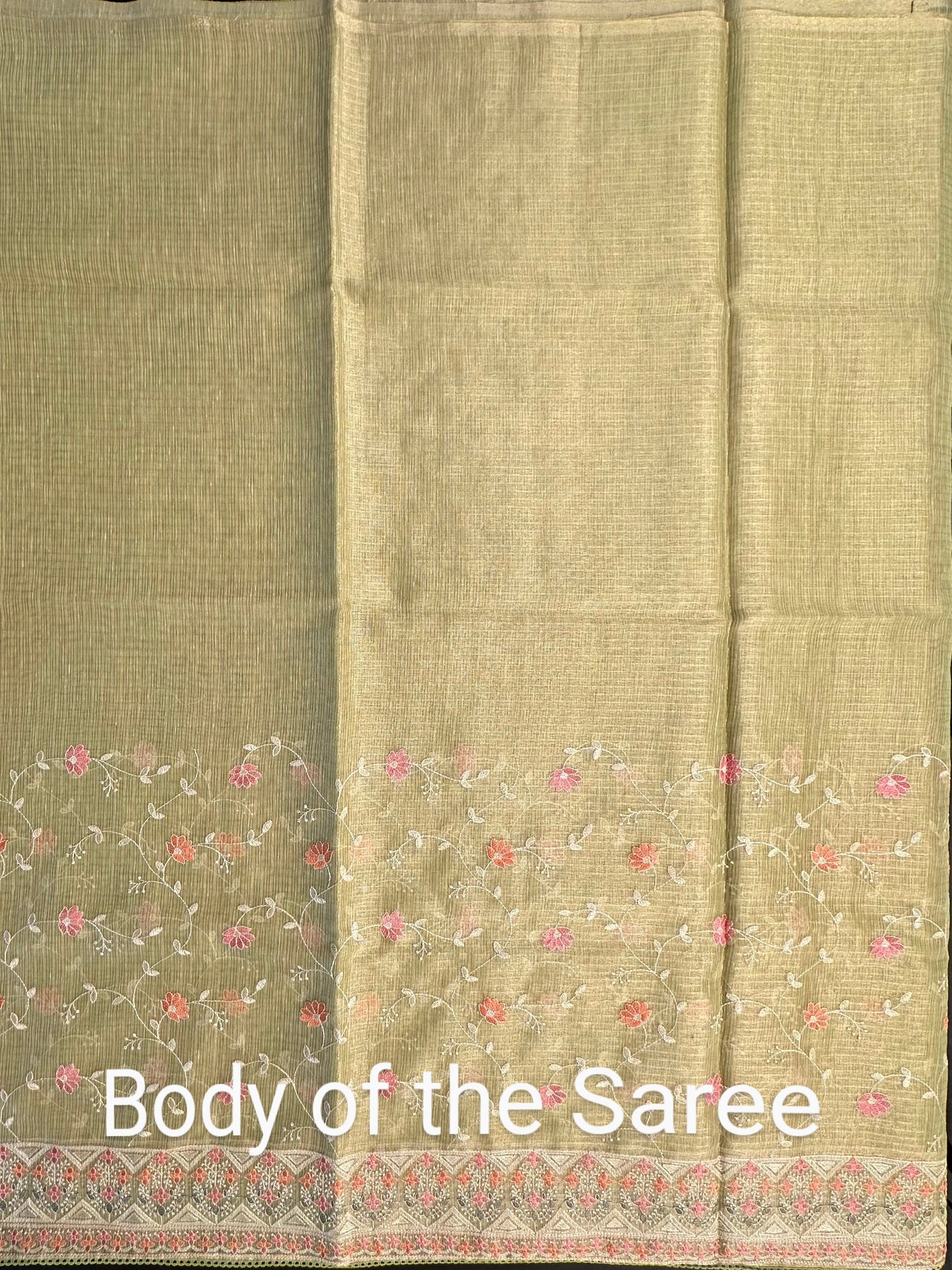Parrot Green Fancy Tissue Saree