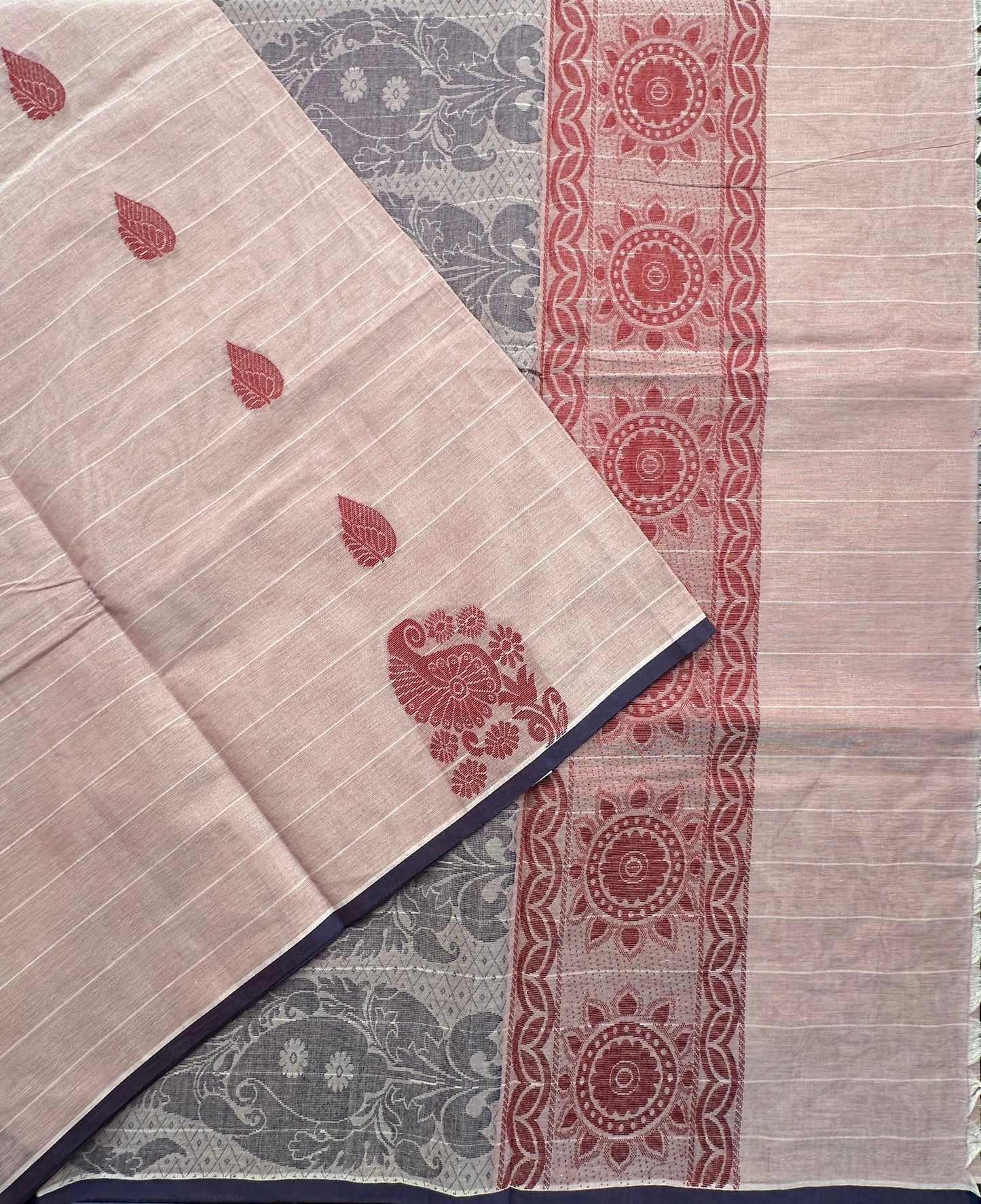 Light Mauve Village Pure Cotton Saree