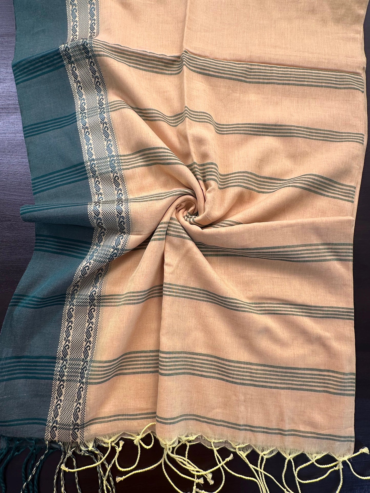 Yellow-Green Tripura Cotton Saree