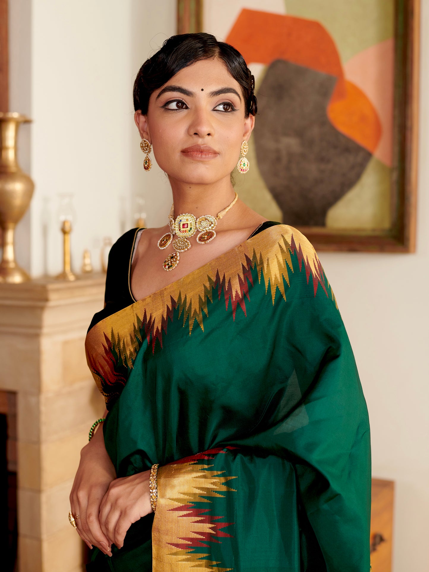 Madurai Temple Border Pure Silk Saree