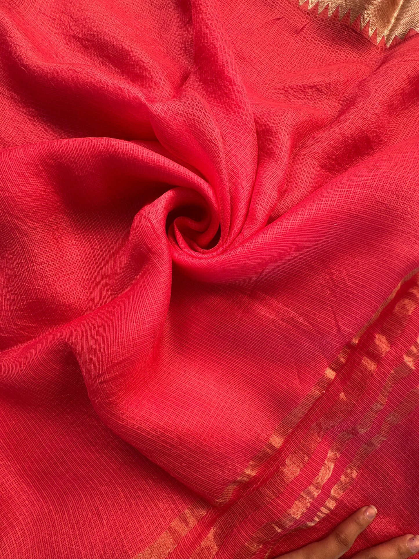 Pink Meenakari Border Kota Doria Pure Silk Saree