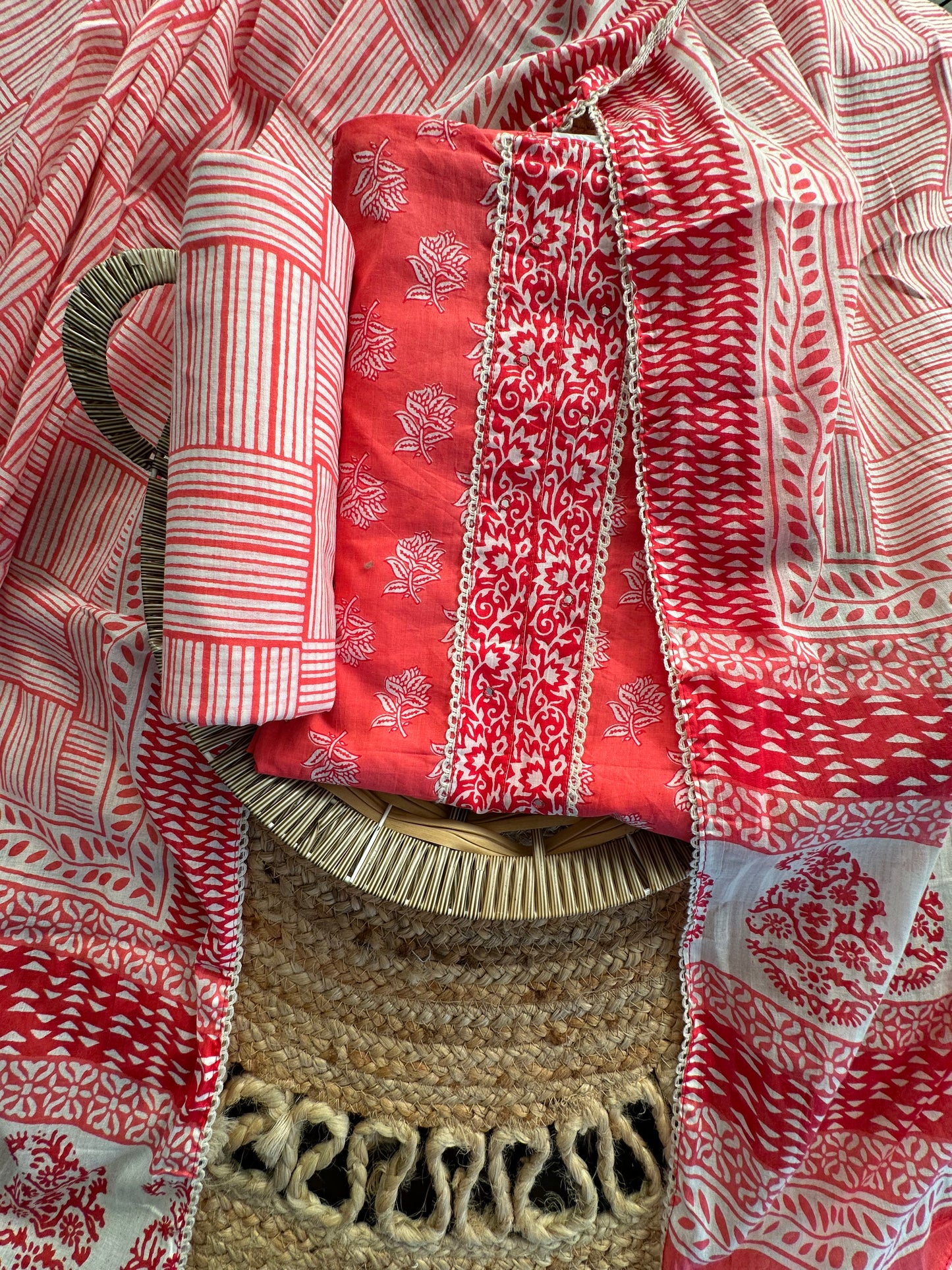 Jaipuri Necktie Cotton 3-Piece Suit