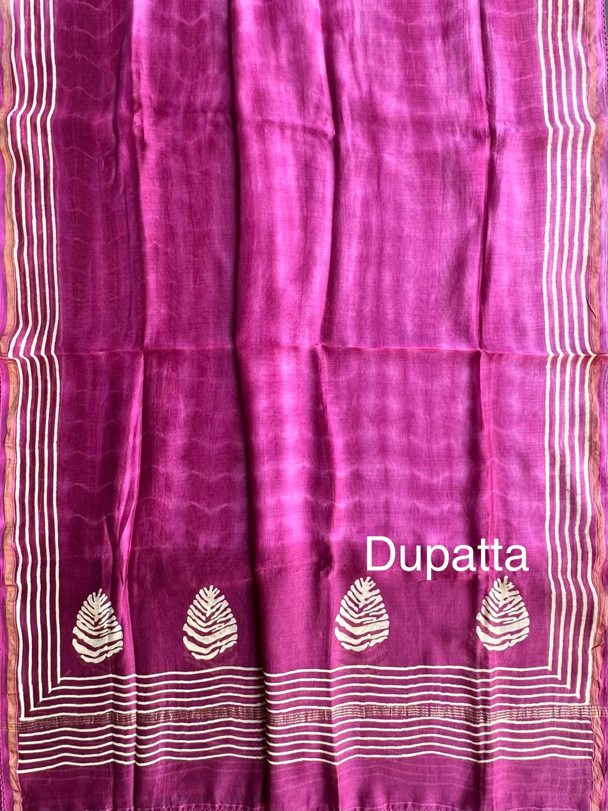 Beige-Magenta Akanksha Chanderi 3-Piece Unstitched Suit
