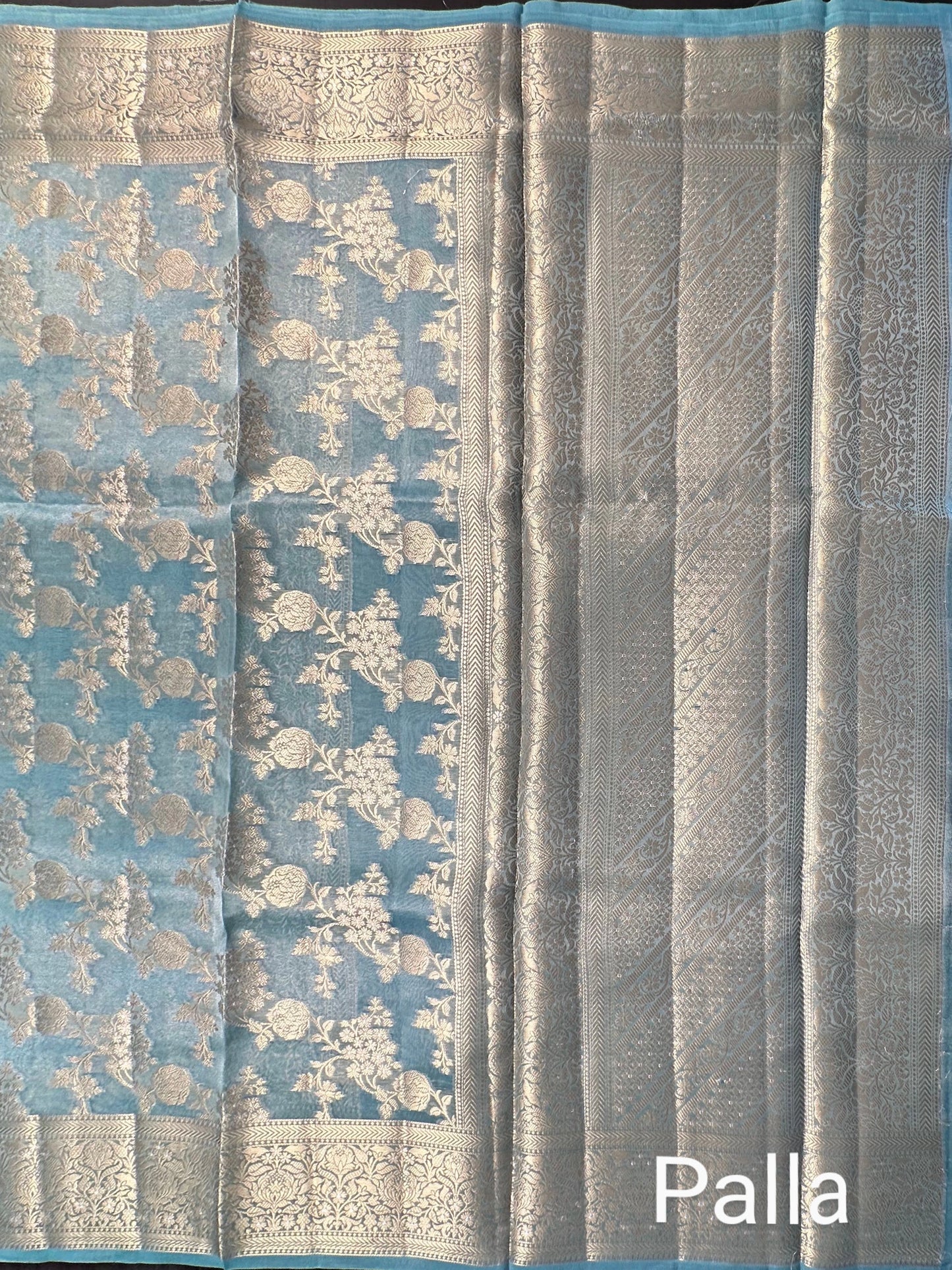 Sky Blue Tissue Silk Saree