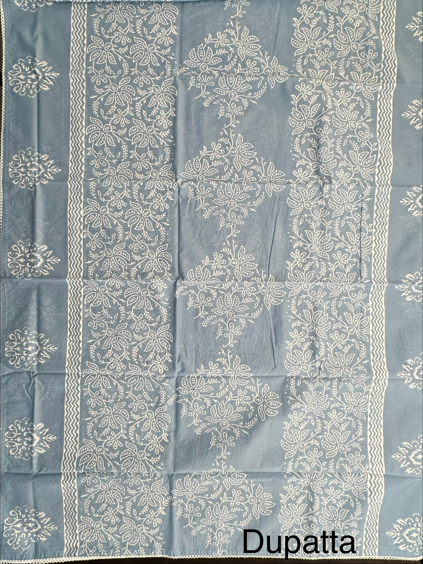 Blue Printed Pure Cotton Suit