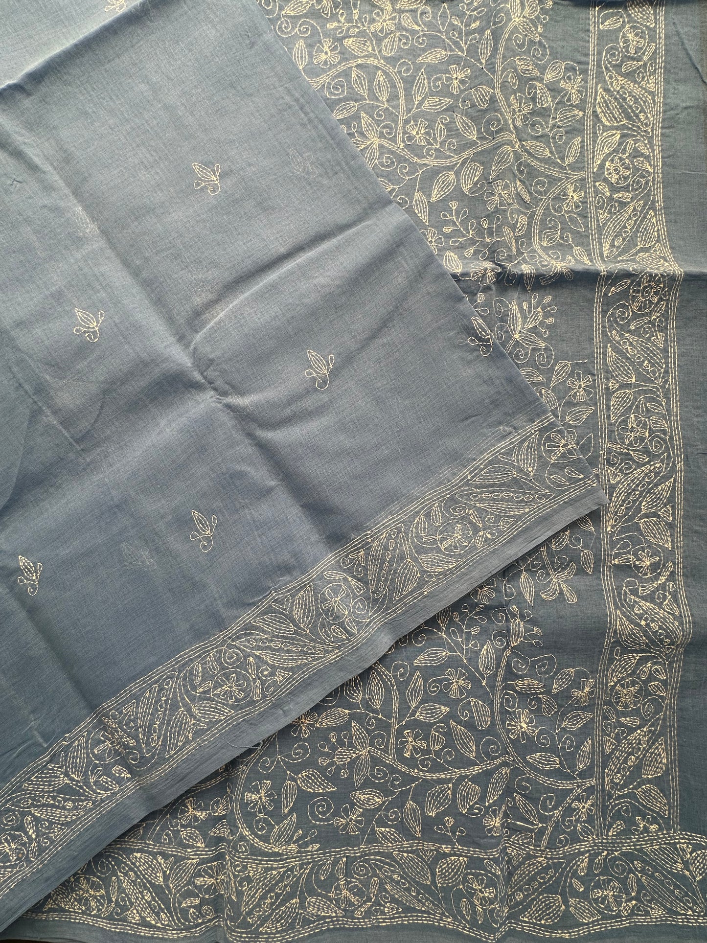 Cotton Saree With Kaantha Embroidery