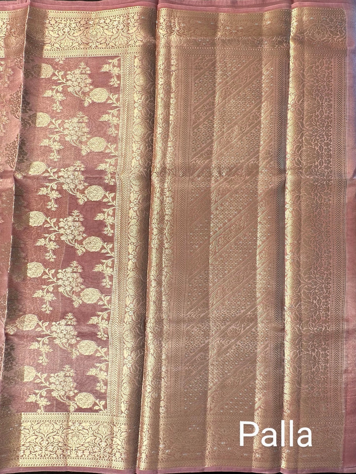 Dusky Pink Tissue Silk Saree