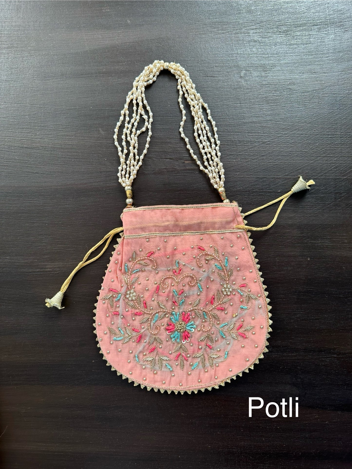 Peach Chanderi 3-Piece Suit With Banarasi Dupatta & Potli