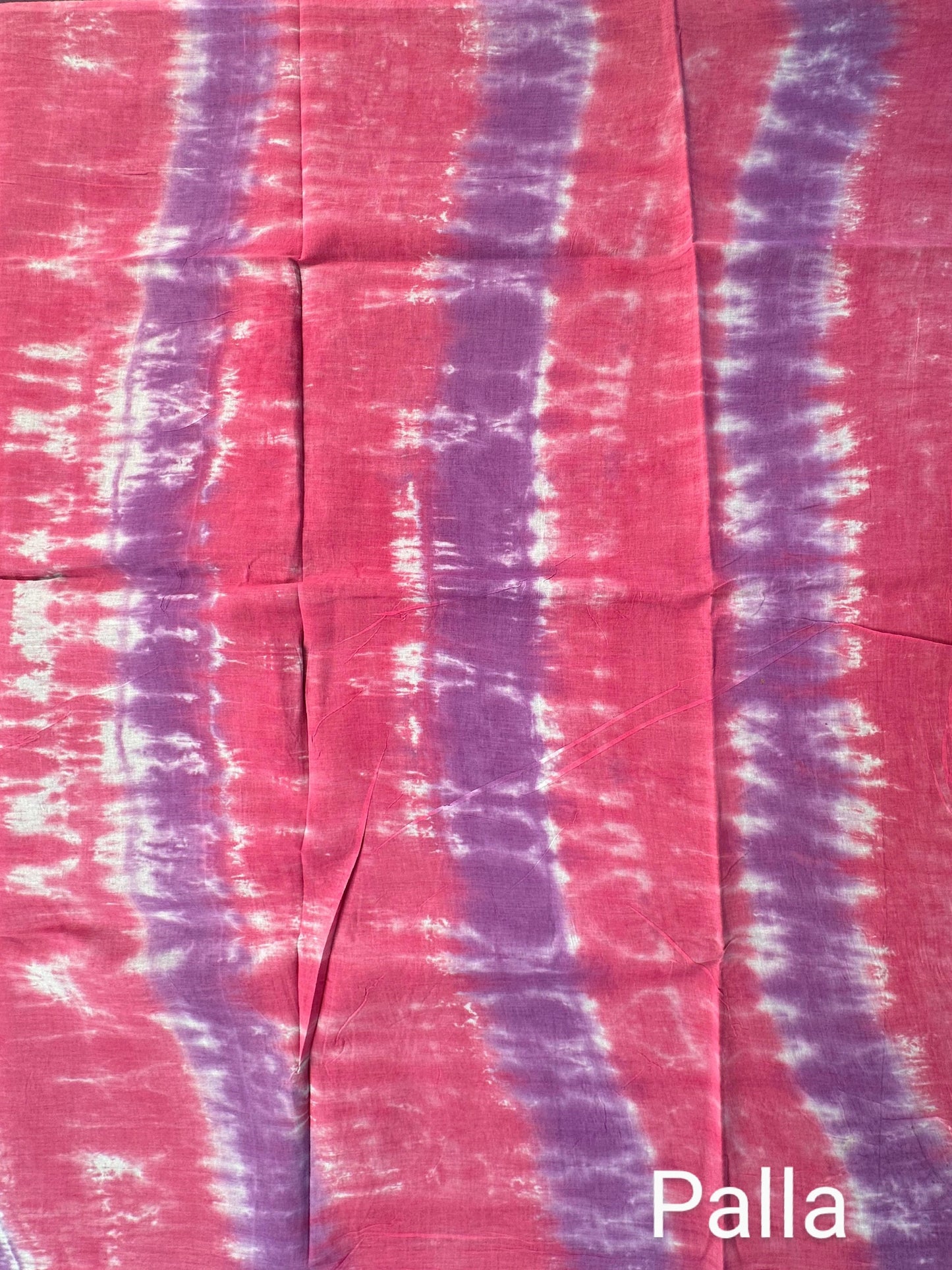 Purple-Coral Pink Batik Pure Cotton Saree