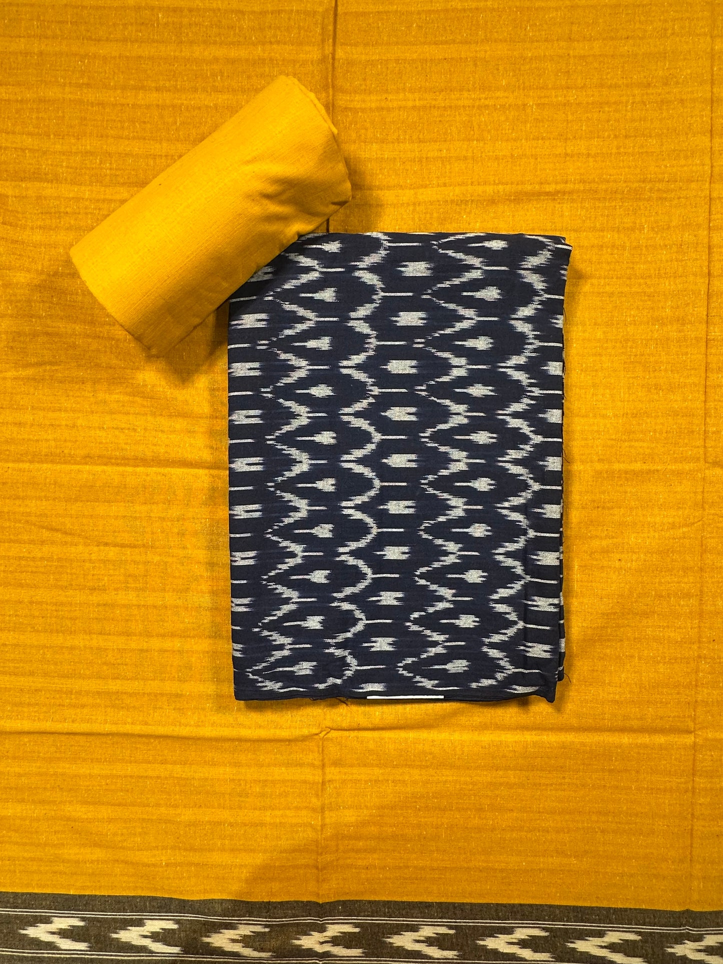 Navy Blue Ikkat Pure Cotton 3 Piece Suit