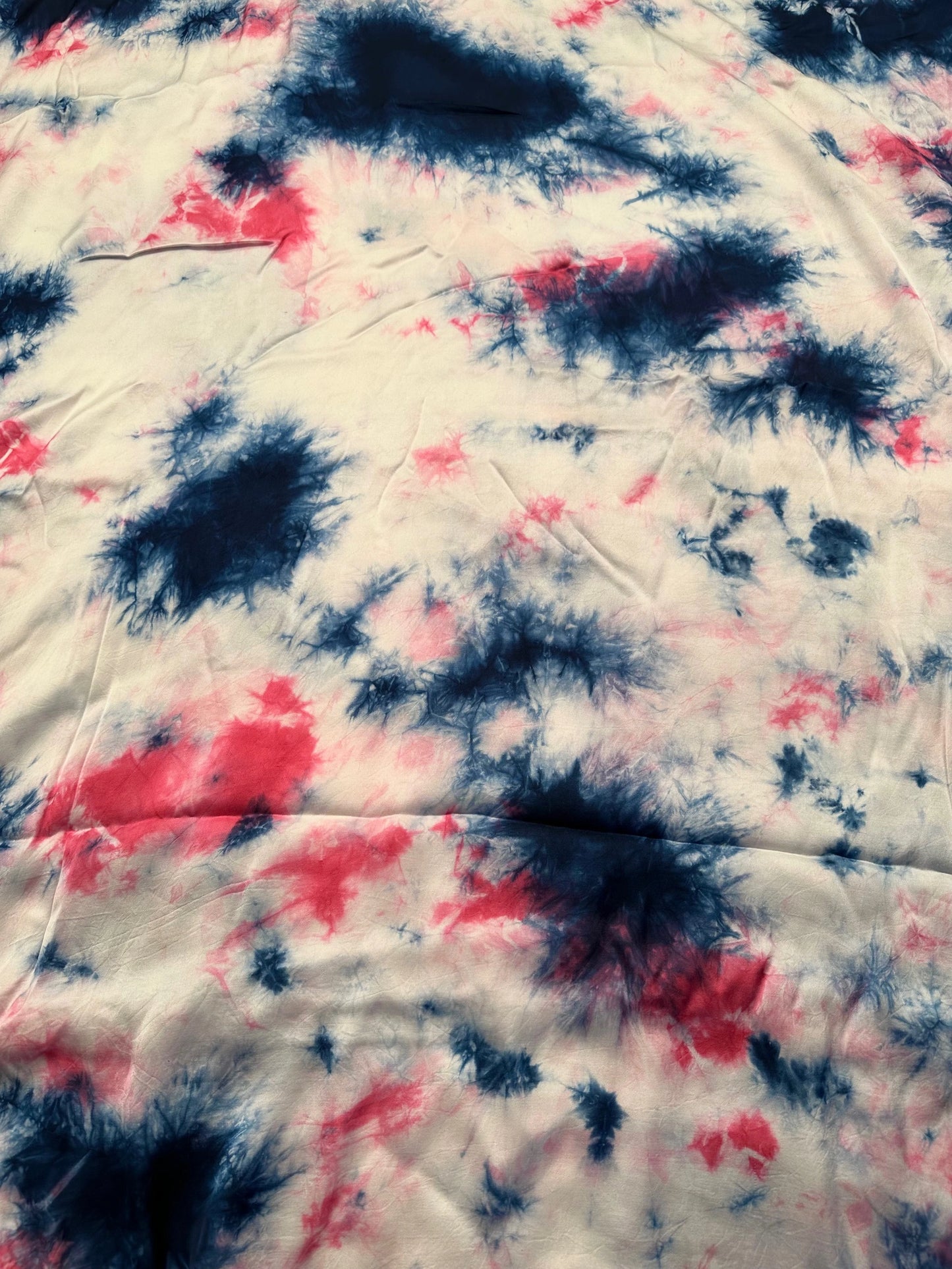 Blue-Pink Tie-Dye Cotton Satin Fabric
