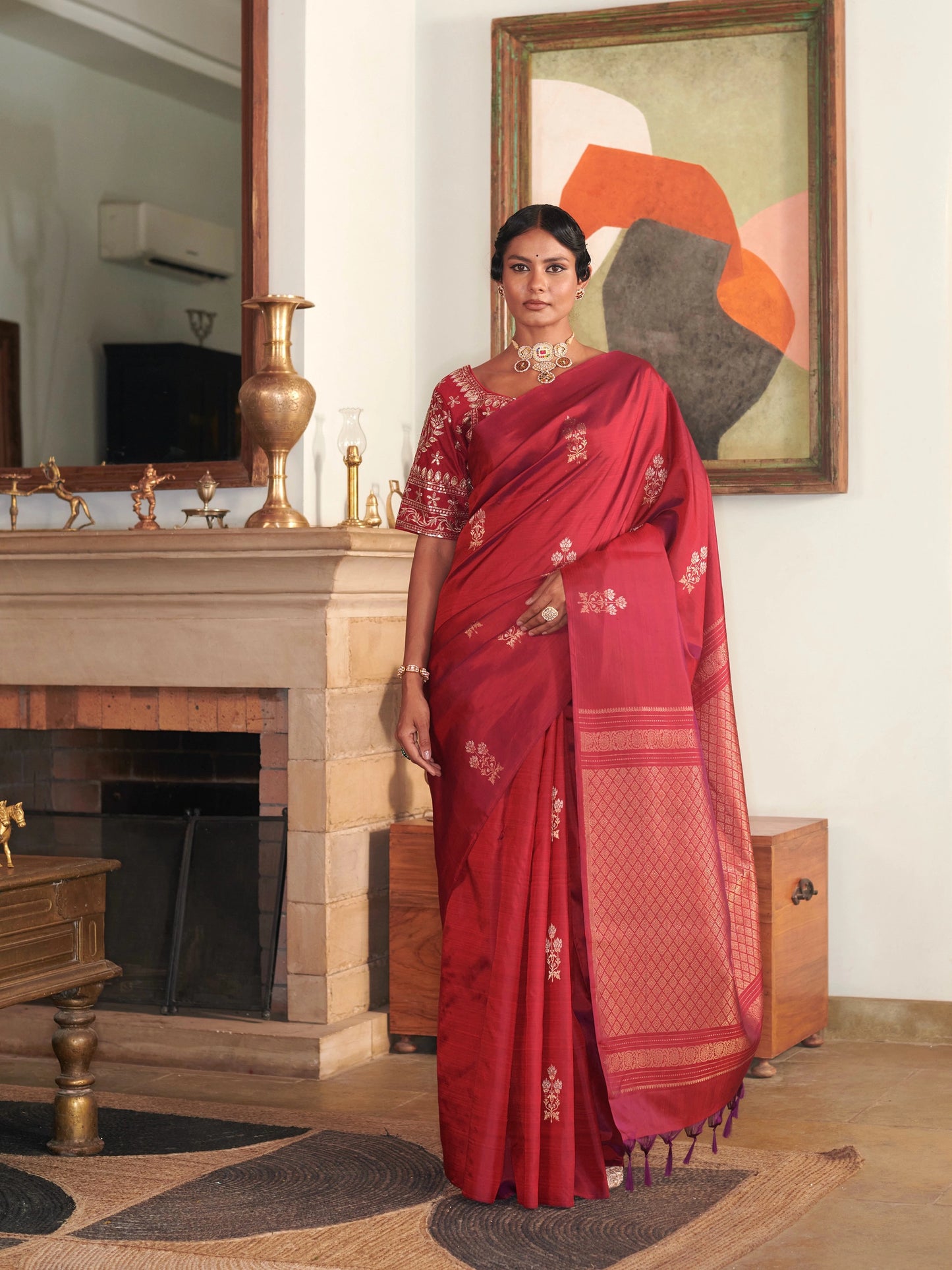 Magenta Handloom Kanjivaram Pure Silk Saree