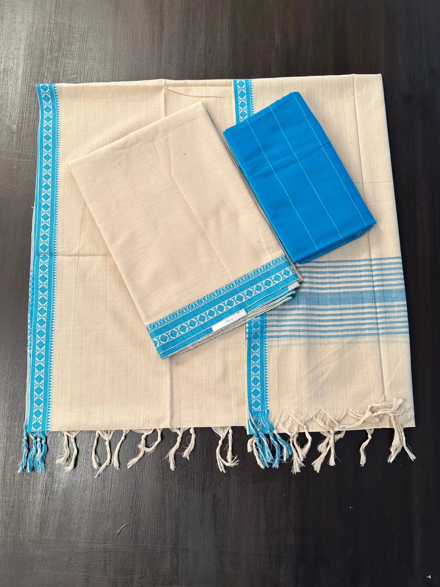 Beige - Firozi Mangalgiri Cotton Unstitched 3-Piece Suit