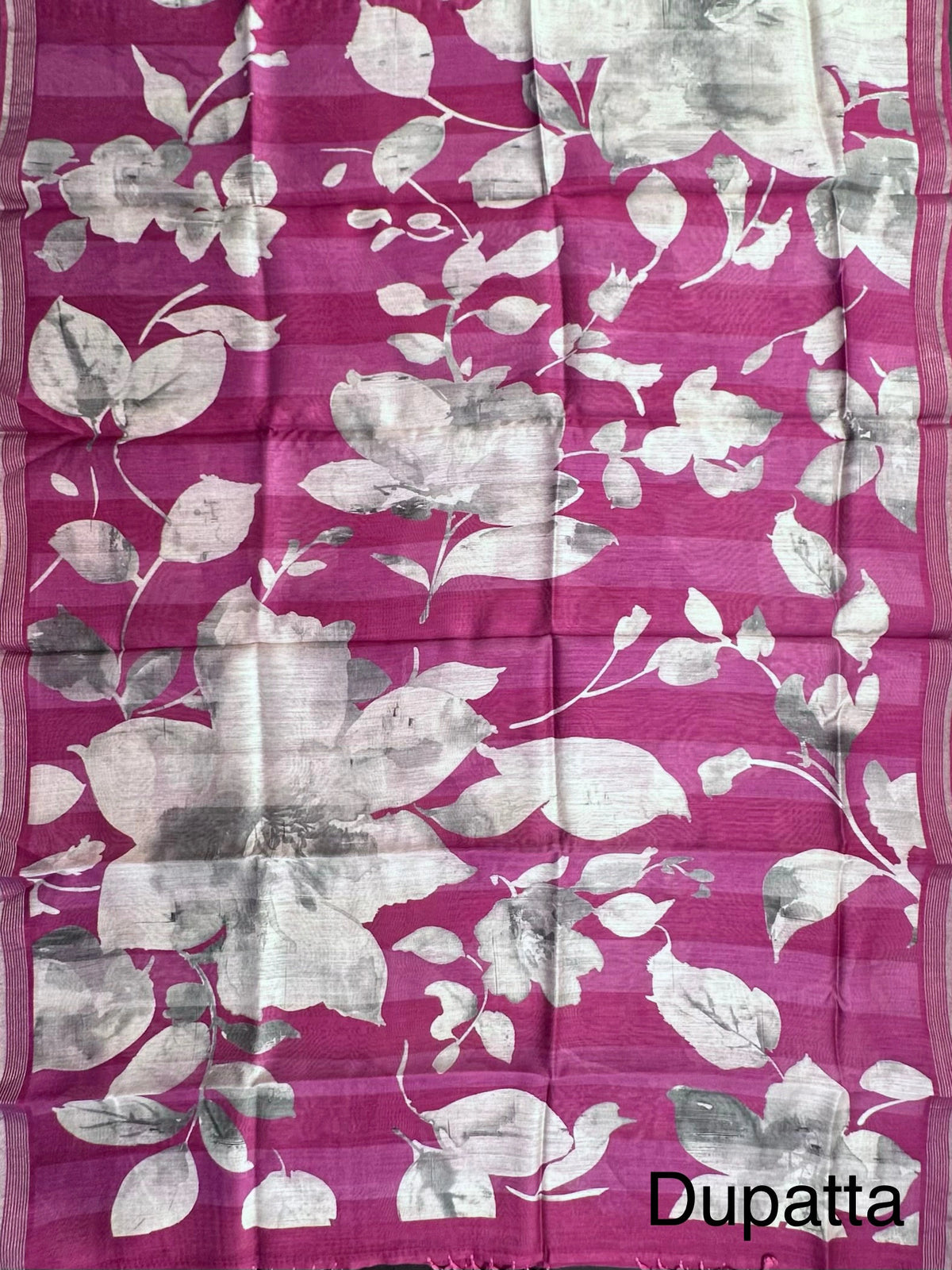 Magenta Muga Silk 3-Piece Unstitched Suit