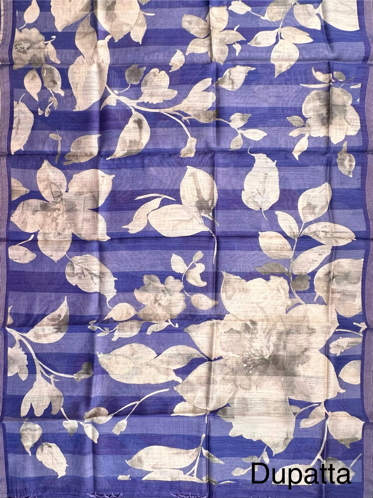 Blue Muga Silk 3-Piece Unstitched Suit
