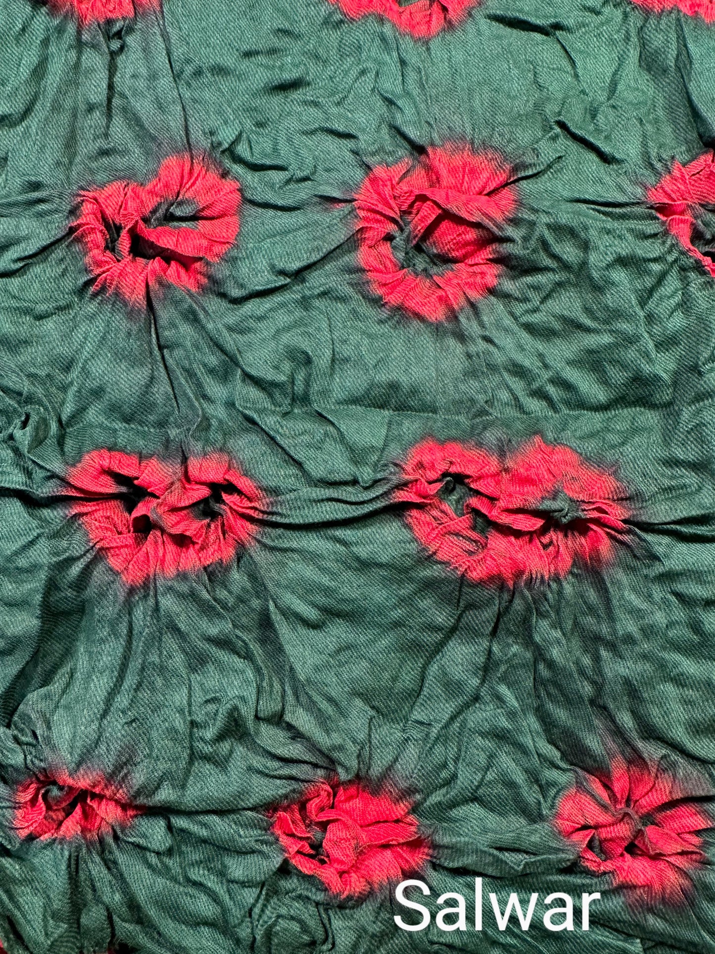 green and red bandhej salwar
