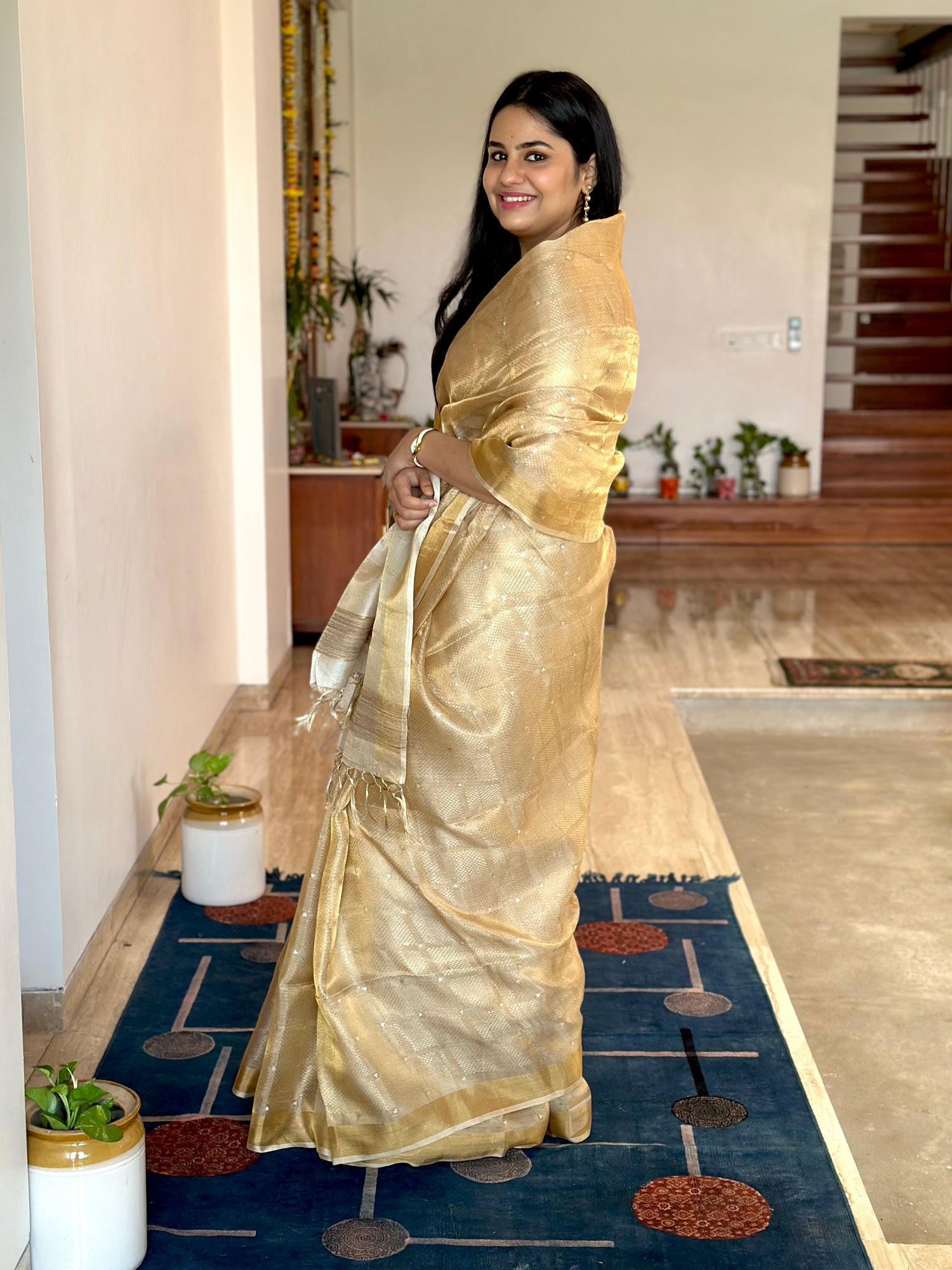 Emboss Tissue Silk Saree