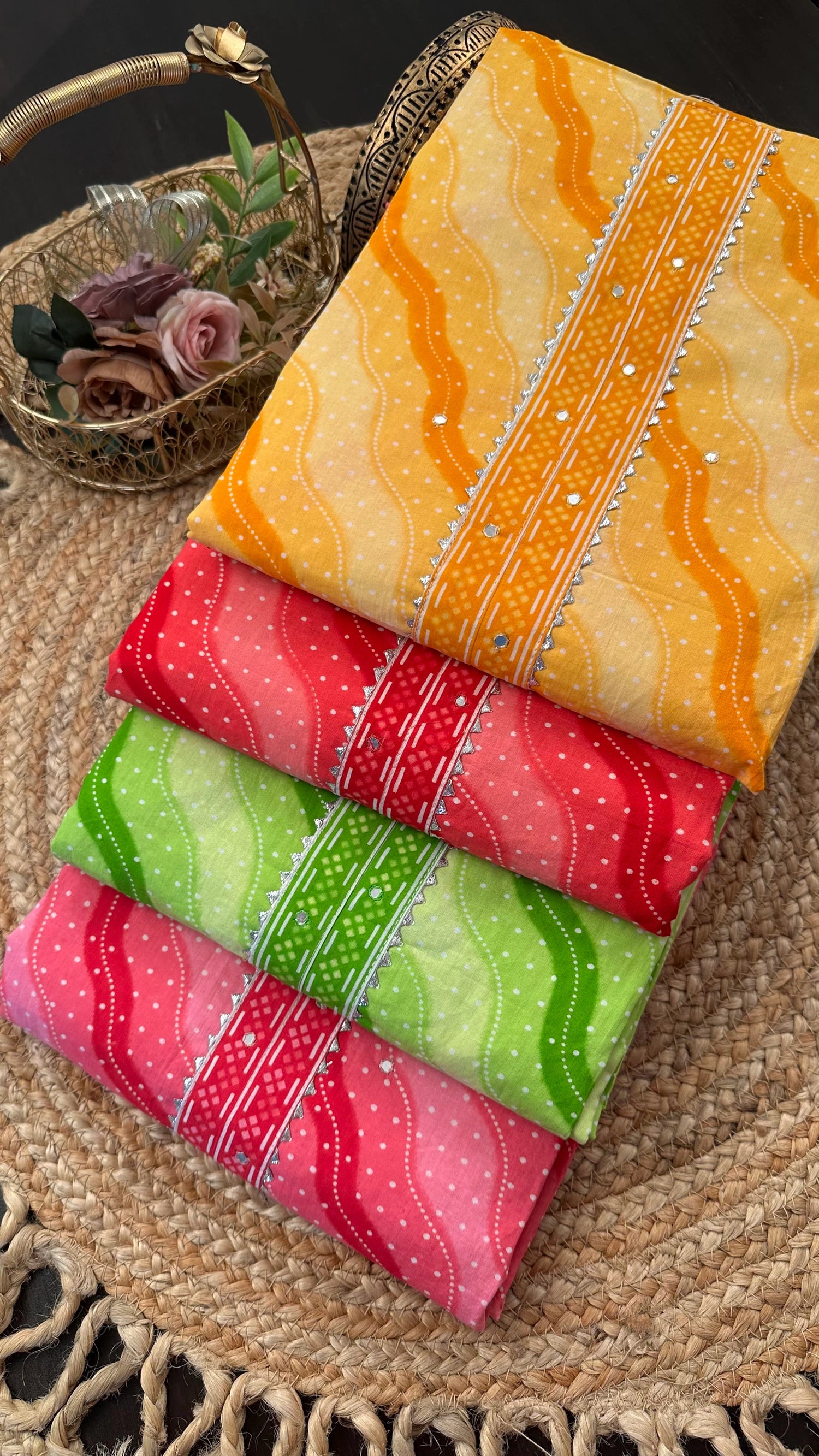 Jaipuri Neck Tie Cotton Suits