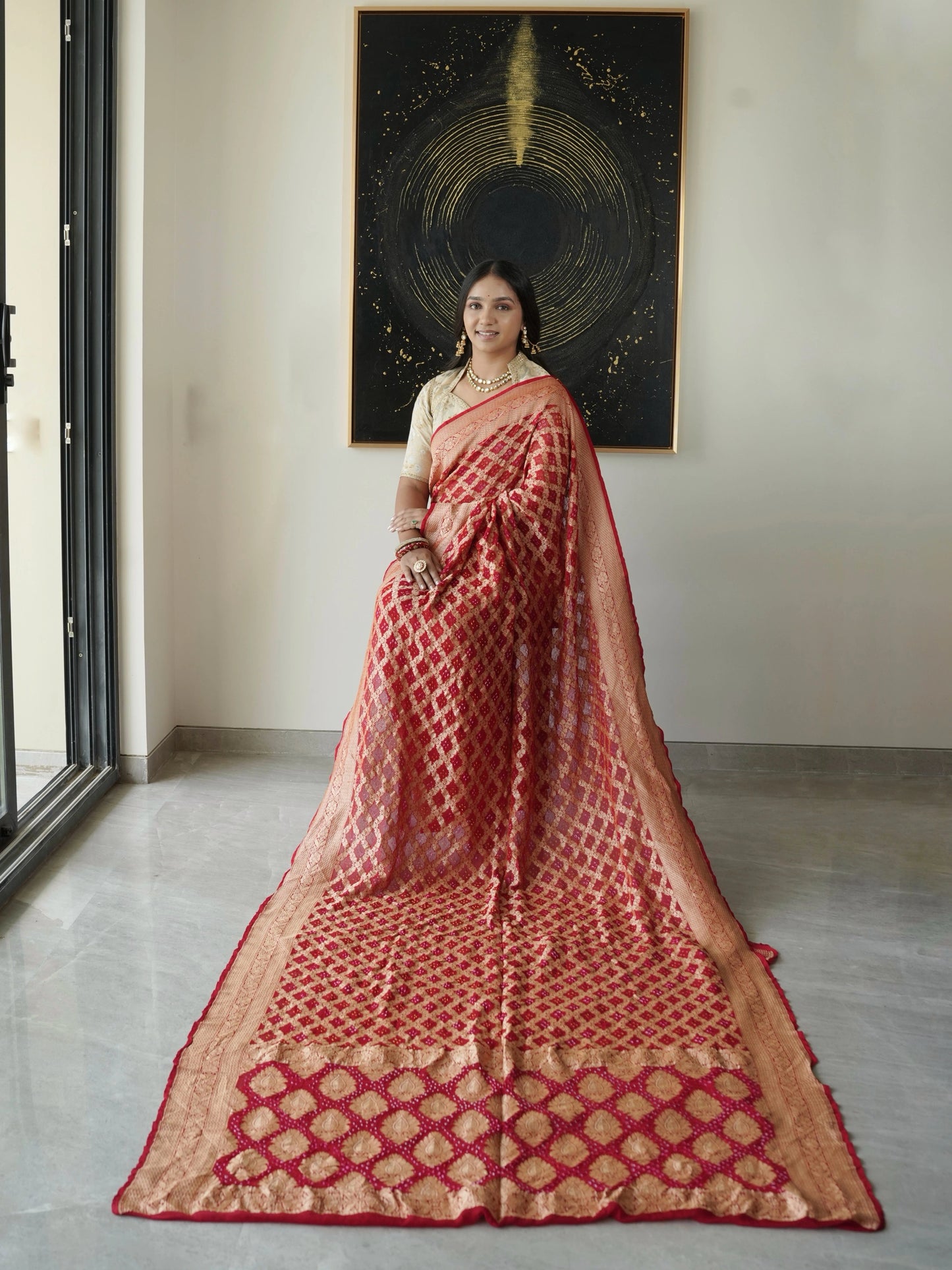 Pure Georgette Gharchola Bandhej Saree